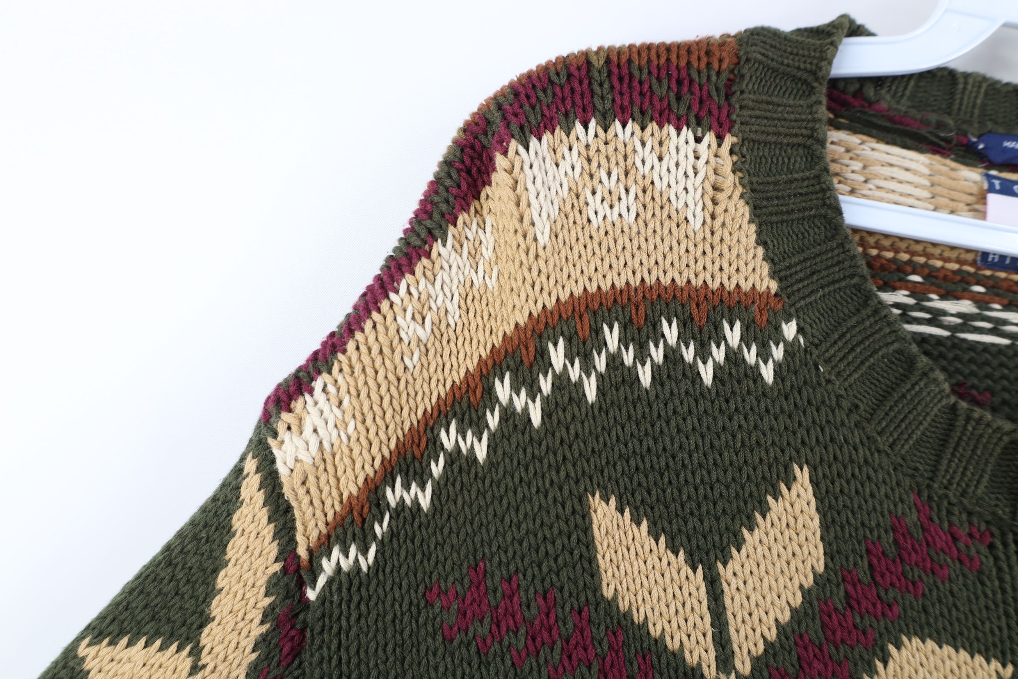 Tommy Hilfiger Vintage 90s Tommy Hilfiger Snowflake Cotton Knit Sweater Size US L / EU 52-54 / 3 - 5 Thumbnail
