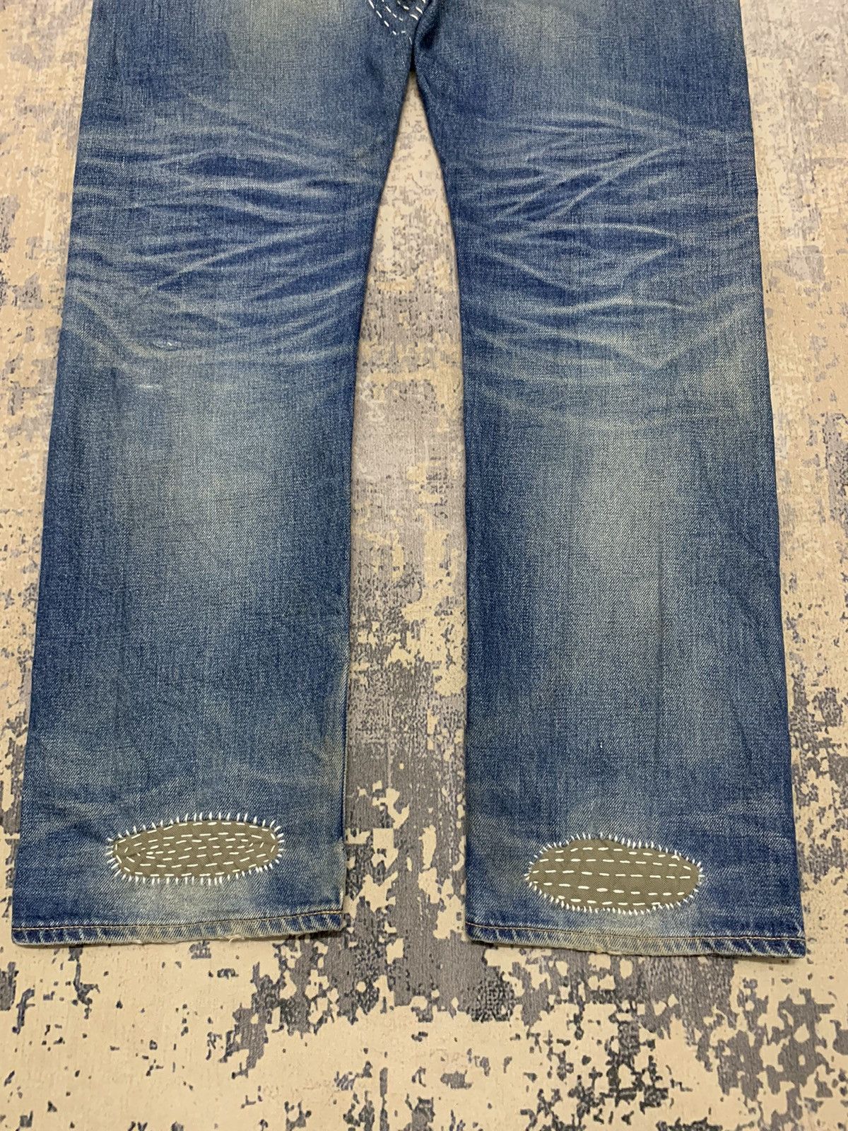 Japanese Brand Japanese Blue Work Custom Sashiko Boro Selvedge Denim Size US 35 - 15 Thumbnail