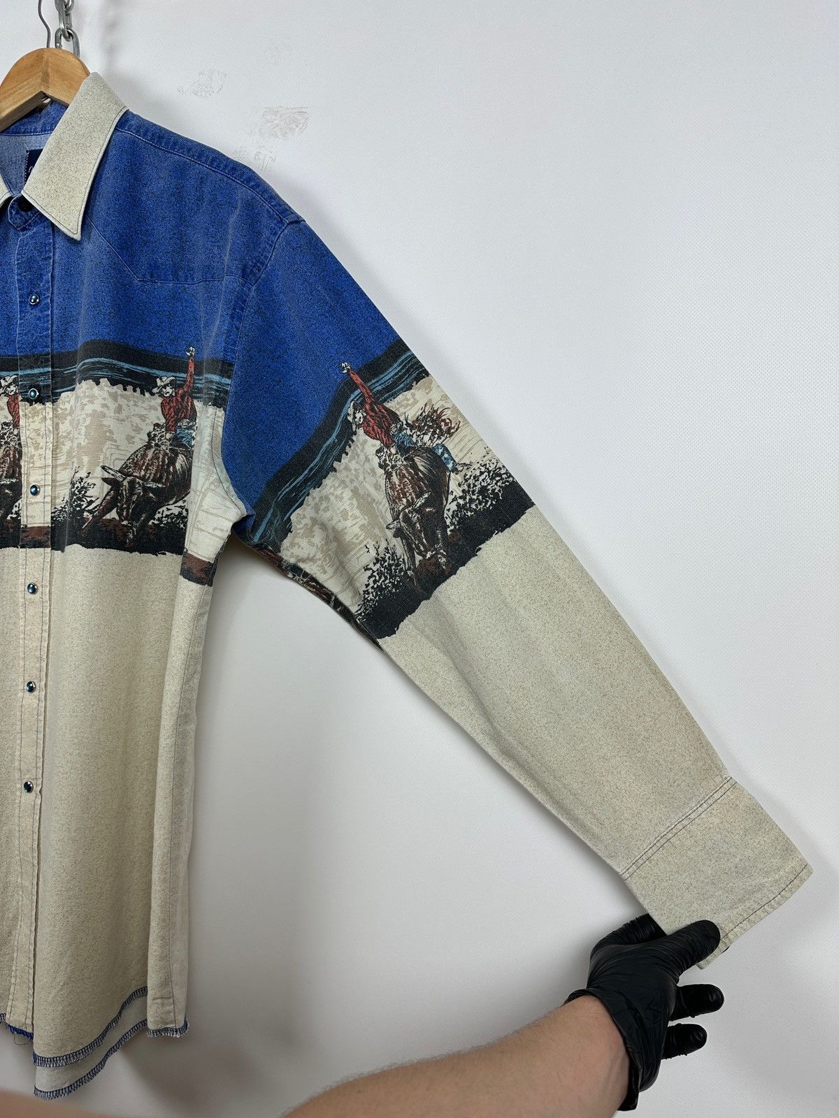 Vintage Vintage Wrangler Western Pearl Snap Horses Rodeo Shirt Size US XL / EU 56 / 4 - 12 Thumbnail