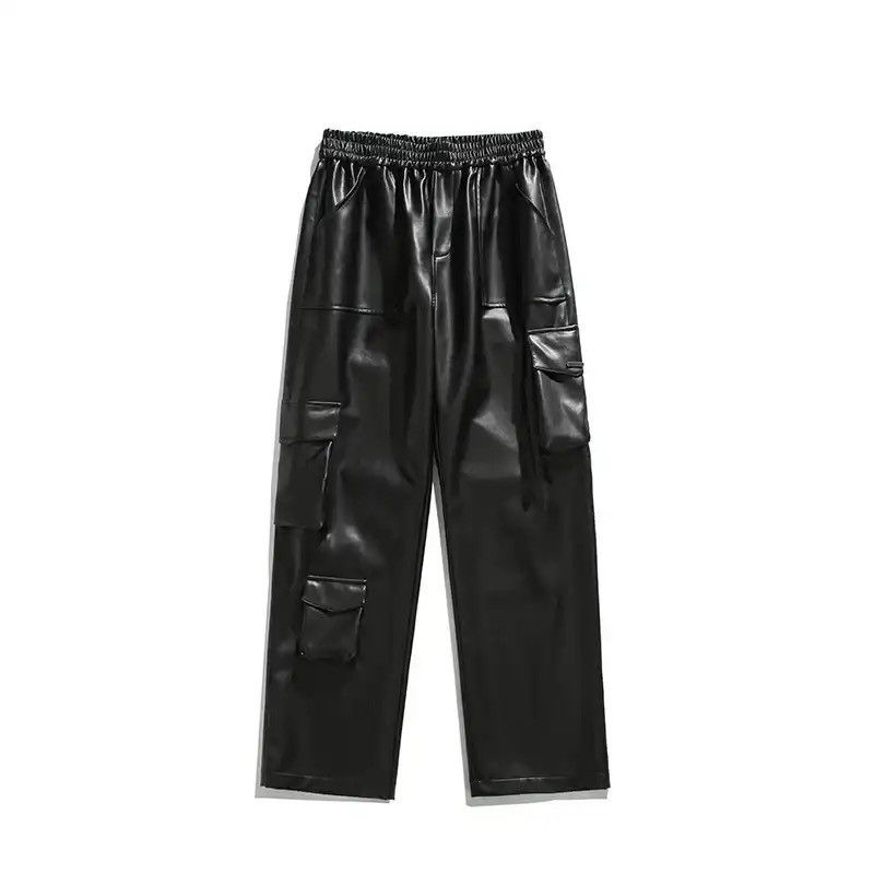 Japanese Brand × Vintage Avant garde multi pocket cargo pu leather pants Size US 30 / EU 46 - 2 Thumbnail