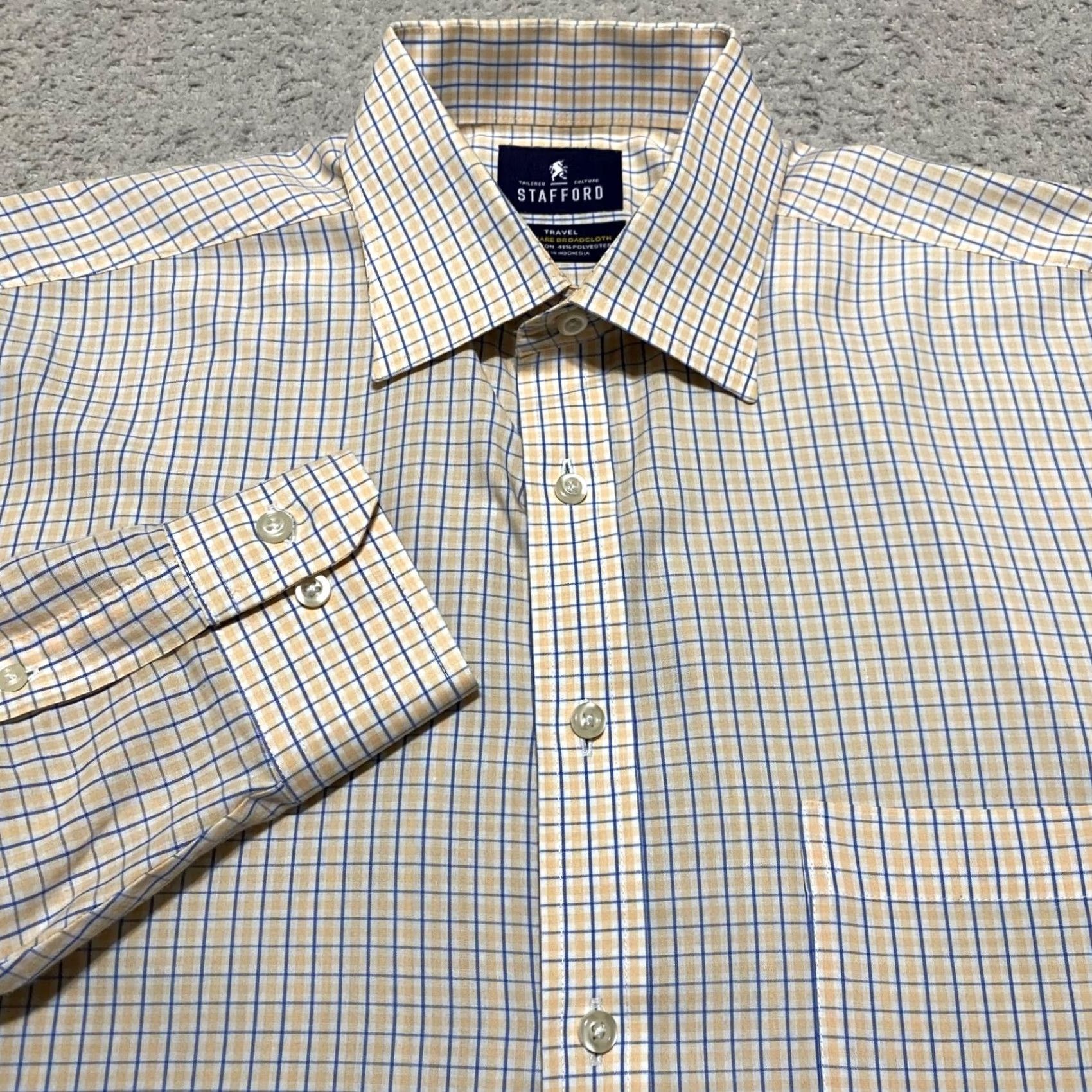 Stafford Stafford Dress Shirt Mens Large Multicolor Plaid Long Sleeve Button-Front 16 16.5 96% Cotton 4% Polyester Classic Size 42R - 5 Thumbnail
