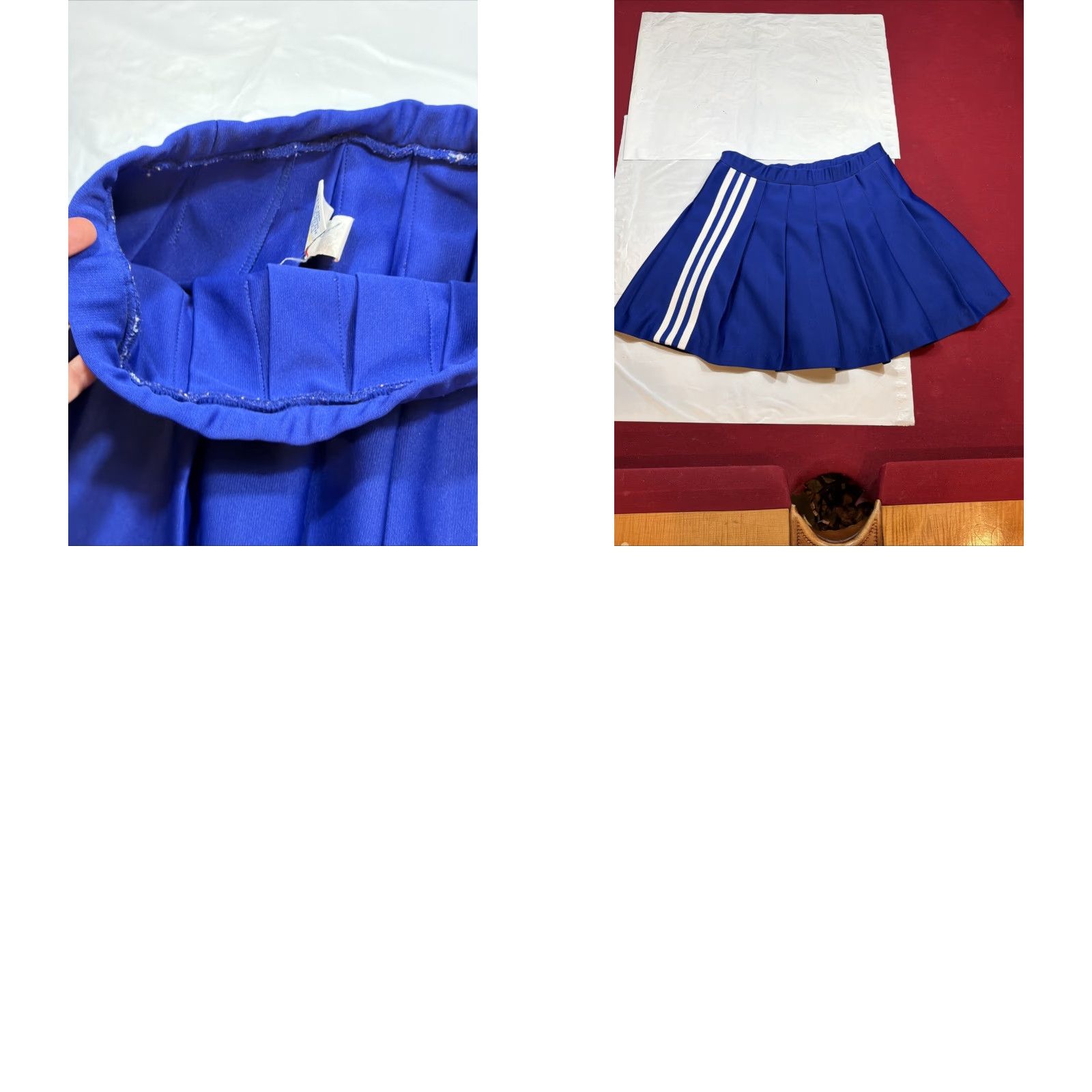 Vintage VARSITY BLUE Pleated CHEER SKIRT white Stripes Schoolgirl Cheerleading Uniform M Size 32" / US 10 / IT 46 - 9 Thumbnail