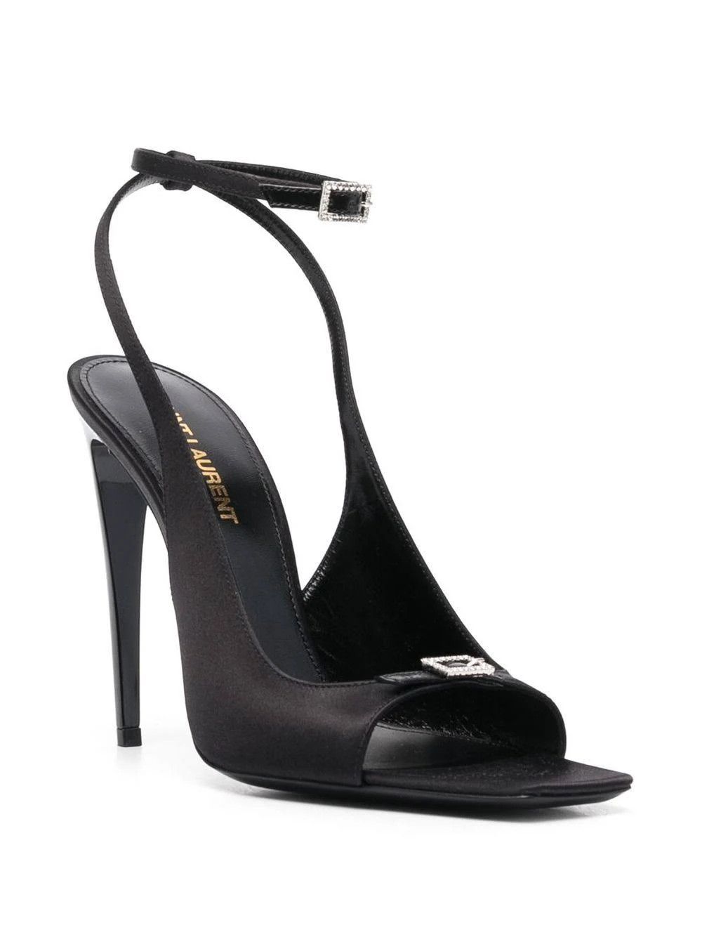 Saint Laurent Paris o1b1hav111224 Carole Sandals in Crepe in Black Size US 7 / IT 37 - 2 Thumbnail