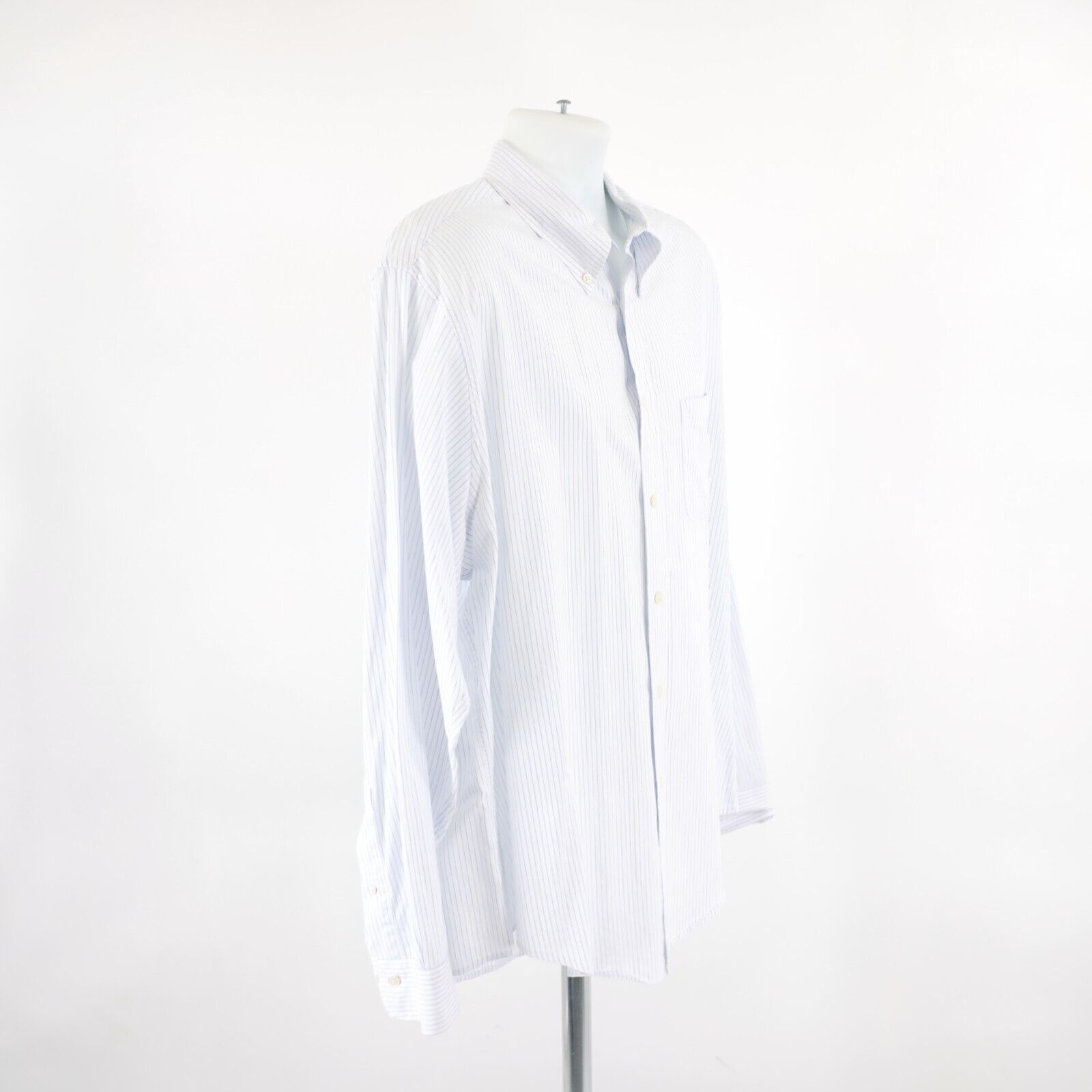 Brooks Brothers Brooks Brothers 346 White Blue Striped Slim Fit XL Button D Size US XL / EU 56 / 4 - 8 Thumbnail