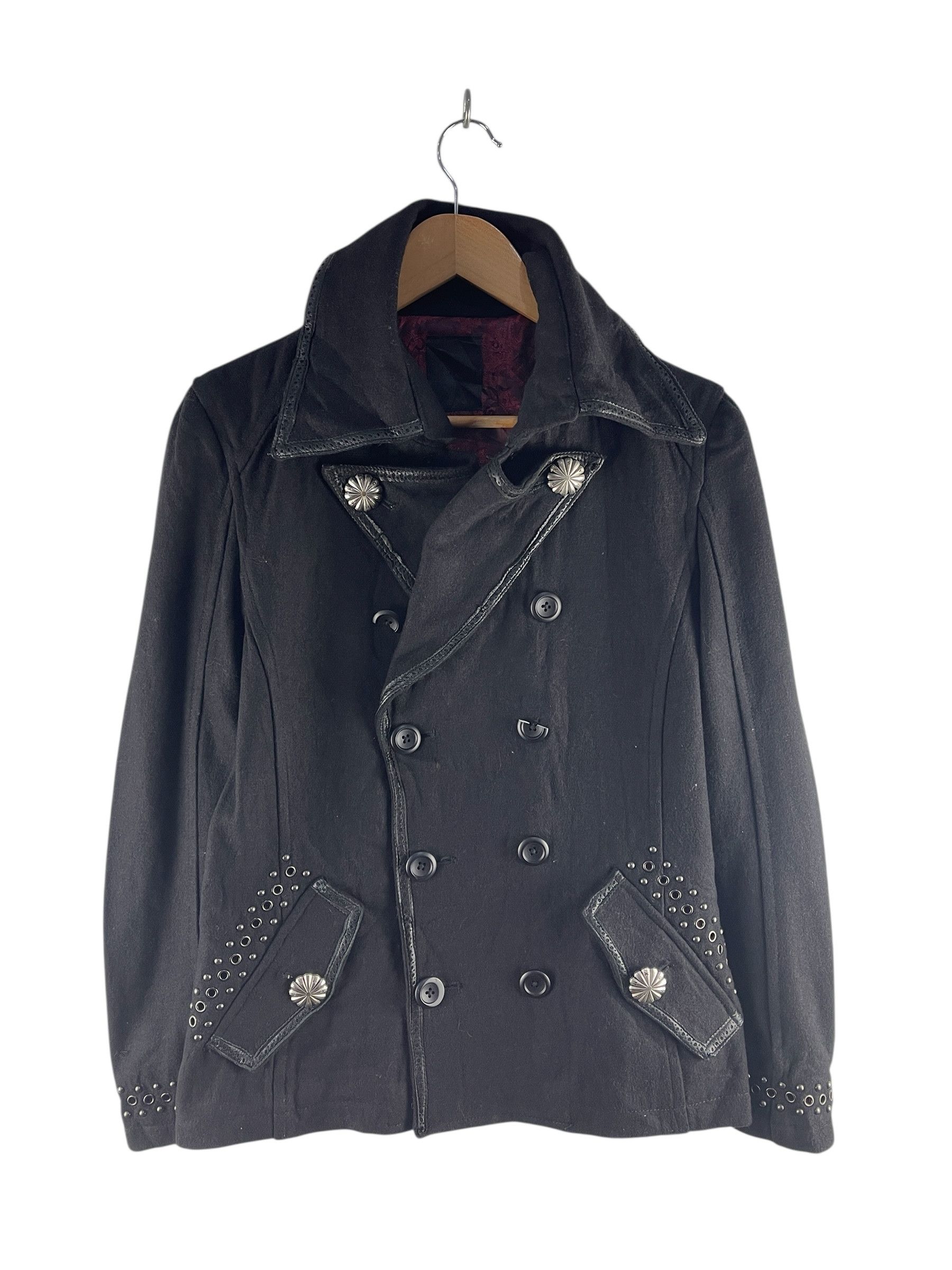 MIDAS Studded Double-Breasted Pea Coat Jacket