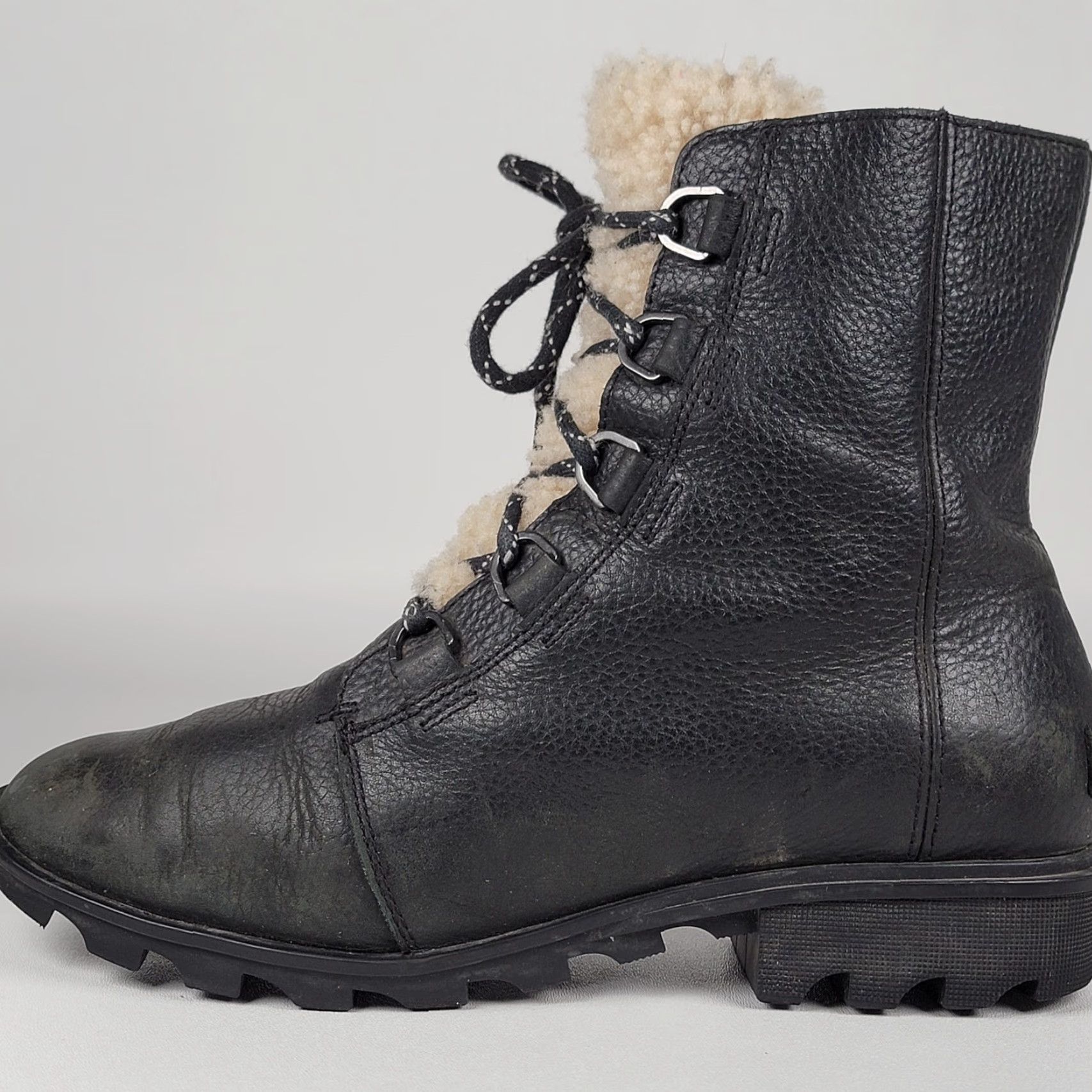 SOREL Sorel Emelie Boots Woman Snow Boot Waterproof Winter Lace Up Black 12 Mid-Calf Sheepskin Lining Rubber Outsole Womens Boots Size 32" / US 10 / IT 46 - 6 Thumbnail
