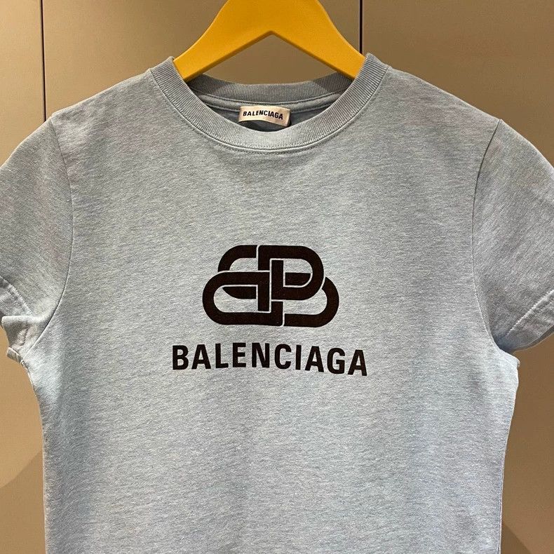 Balenciaga Balenciaga Haze Blue Double B Lock Logo Short Sleeve T-Shir Size US S / EU 44-46 / 1 - 4 Thumbnail