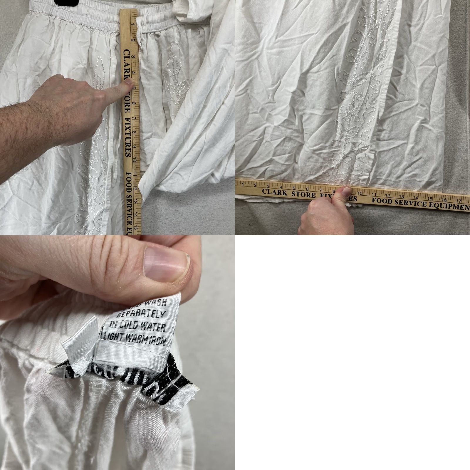 HARE VINTAGE Jessica Taylor White Floral Embroidered Wide-Leg Harem Pants Ladies M Inseam 22in Rayon Bohemian Hippie 80s 90s Festival Clothing Womens Size 32" / US 10 / IT 46 - 9 Thumbnail
