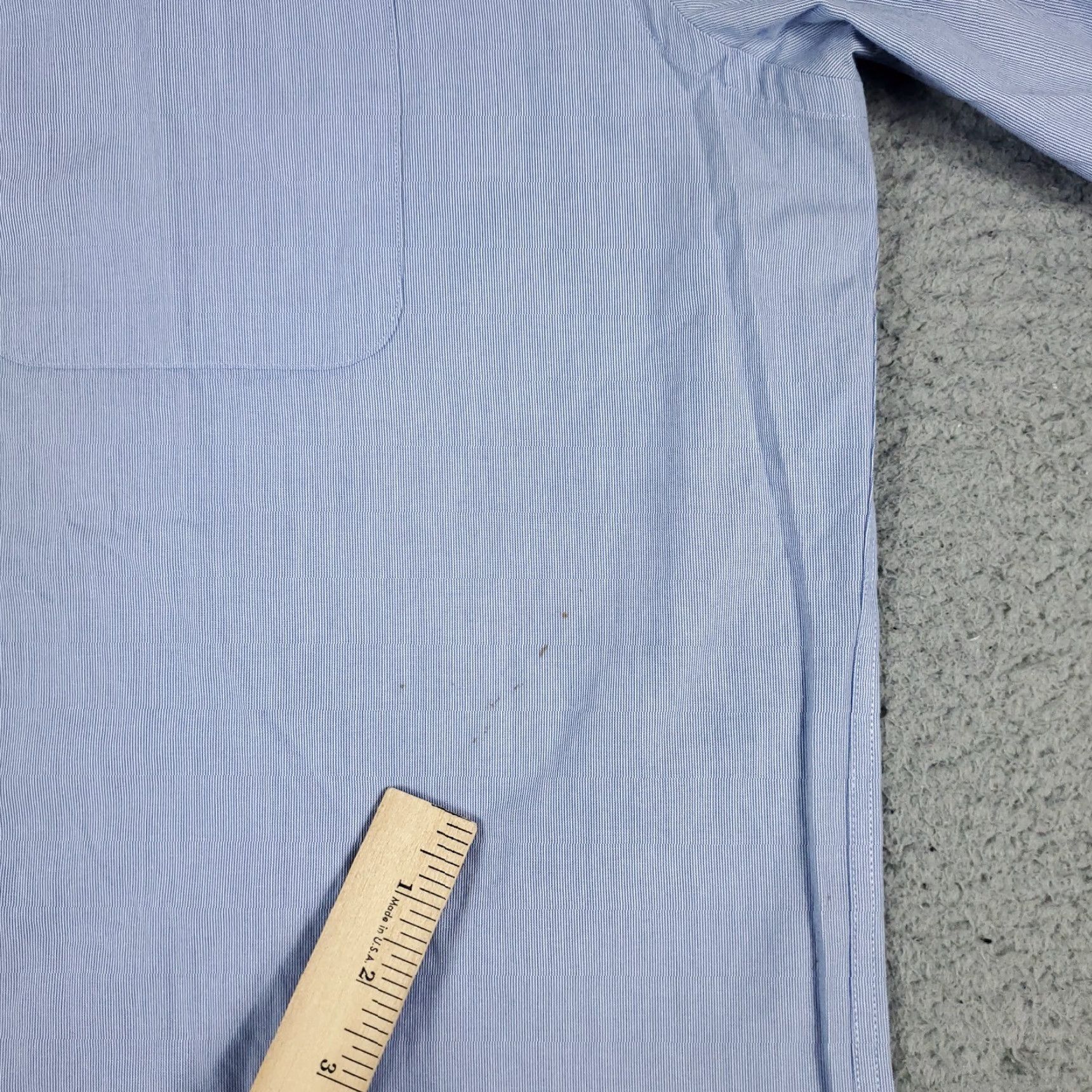 Tommy Hilfiger VINTAGE Tommy Hilfiger Shirt Mens 17.5 XL Blue Striped Dress Shirt Long Sleeve Button Up Wide Collar Men’s XL Blue 90s Preppy Wedding Mens Size 46R - 3 Thumbnail