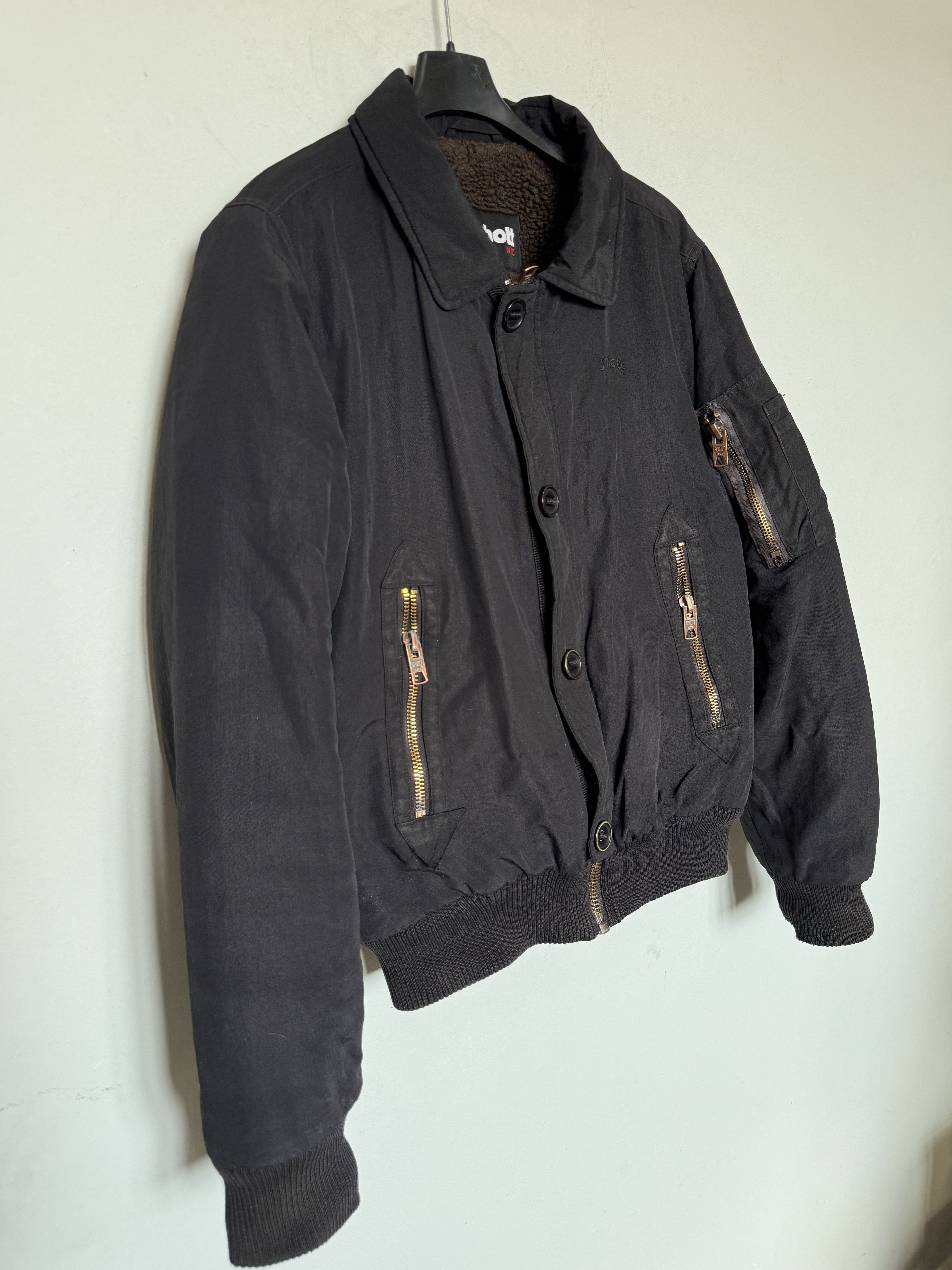 Schott 🔥 Schott NYC. USA jacket bomber shearling puffer size L Size US L / EU 52-54 / 3 - 2 Thumbnail