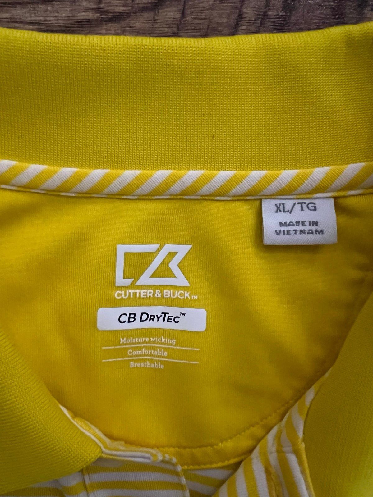 Cutter & Buck Cutter & Buck Men's MoistureWicking Drytec Yellow/White Polo Size US XL / EU 56 / 4 - 2 Thumbnail