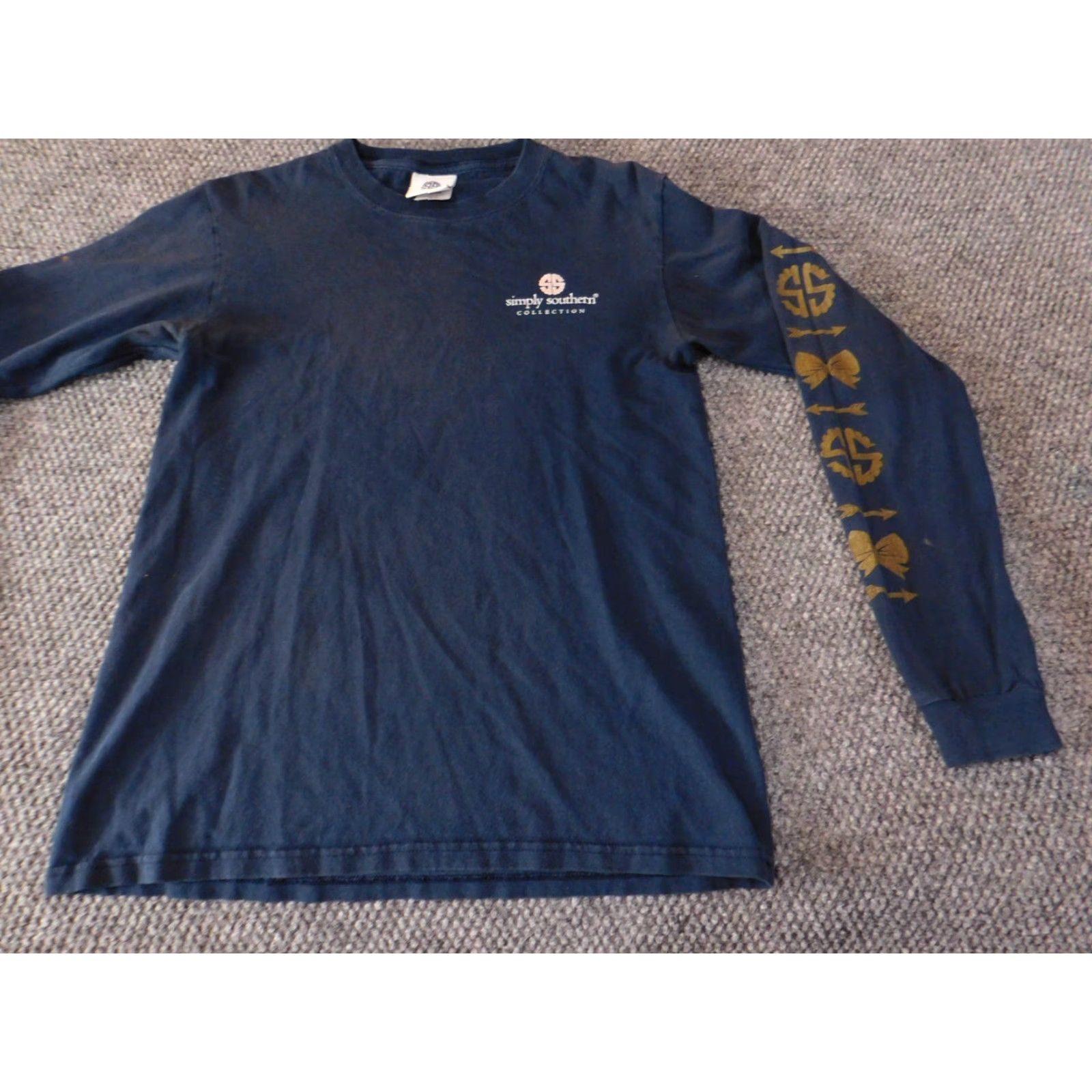 Vintage Simply Southern Mens Shirt Small blue owl graphic long sleeve Crew Neck Logo Stretch Cotton Spandex Regular Size US S / EU 44-46 / 1 - 4 Thumbnail