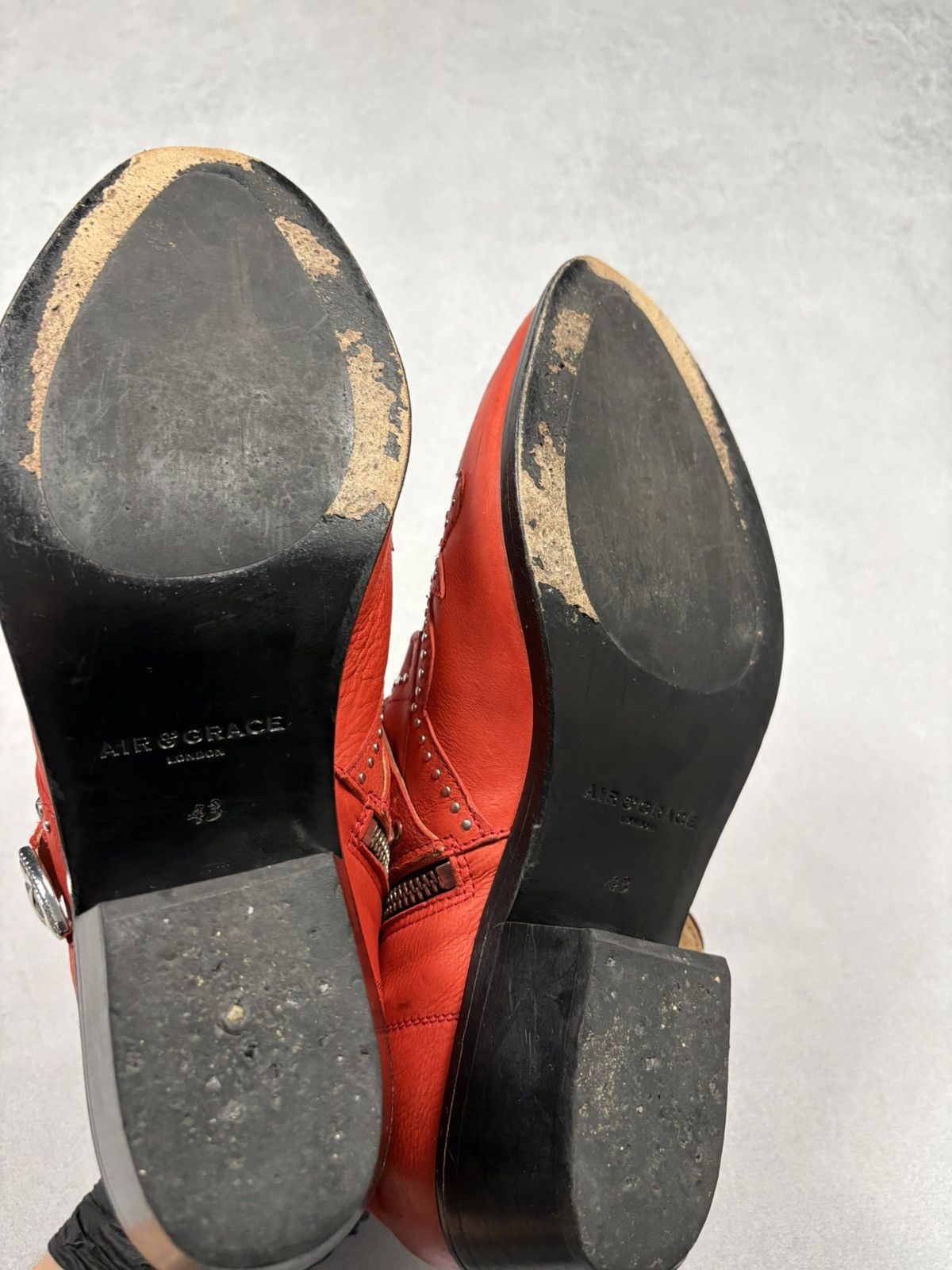 Other Air & Grace London Red Western Buckle Leather Boots 43 West Size US 10 / EU 43 - 4 Thumbnail