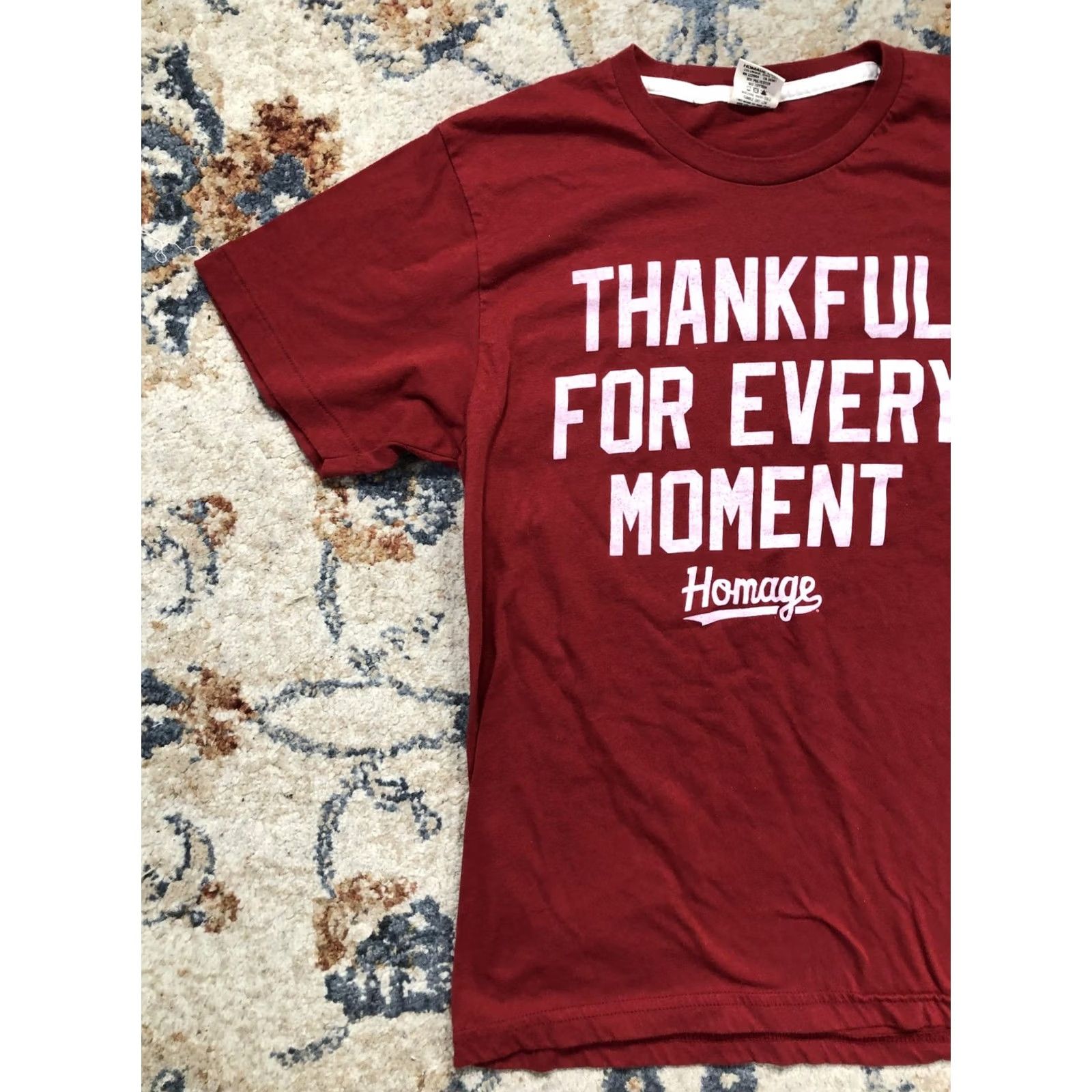 Vintage Homage Shirt Mens M Red Graphic Print Thanksgiving Thankful For Every Moment Crew Neck Short Sleeve Made USA Size US M / EU 48-50 / 2 - 3 Thumbnail