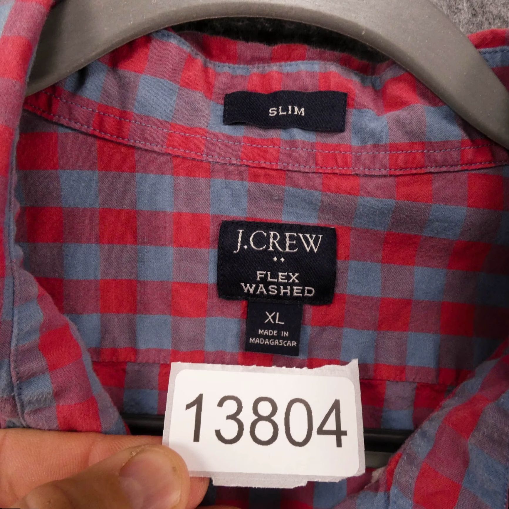 J.Crew J. Crew Shirt Mens Extra Large Slim Long Sleeve Red Blue Check Flex Washed Size US XL / EU 56 / 4 - 7 Thumbnail