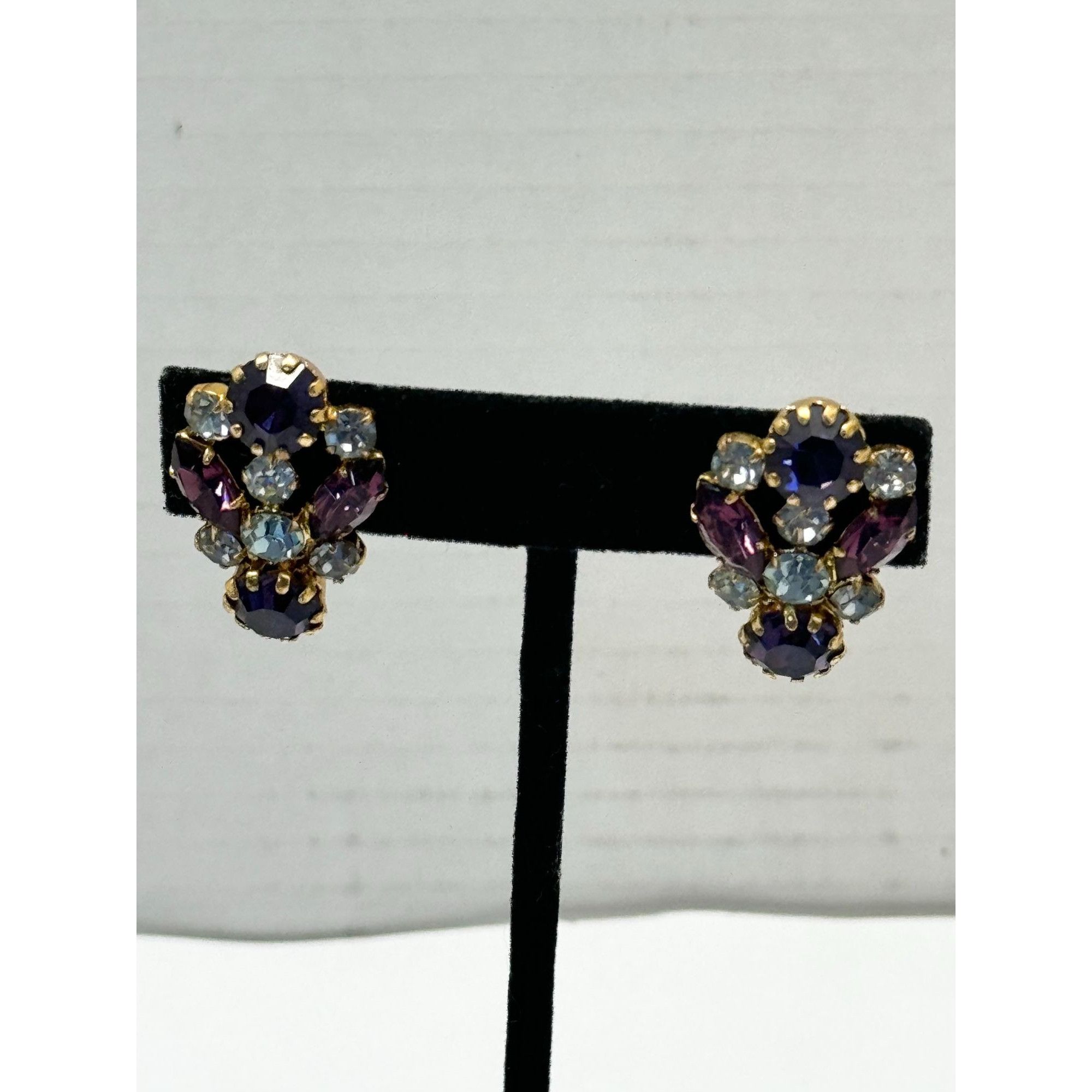 Vintage Vintage Austria Purple Rhinestone Earrings Size ONE SIZE - 3 Thumbnail