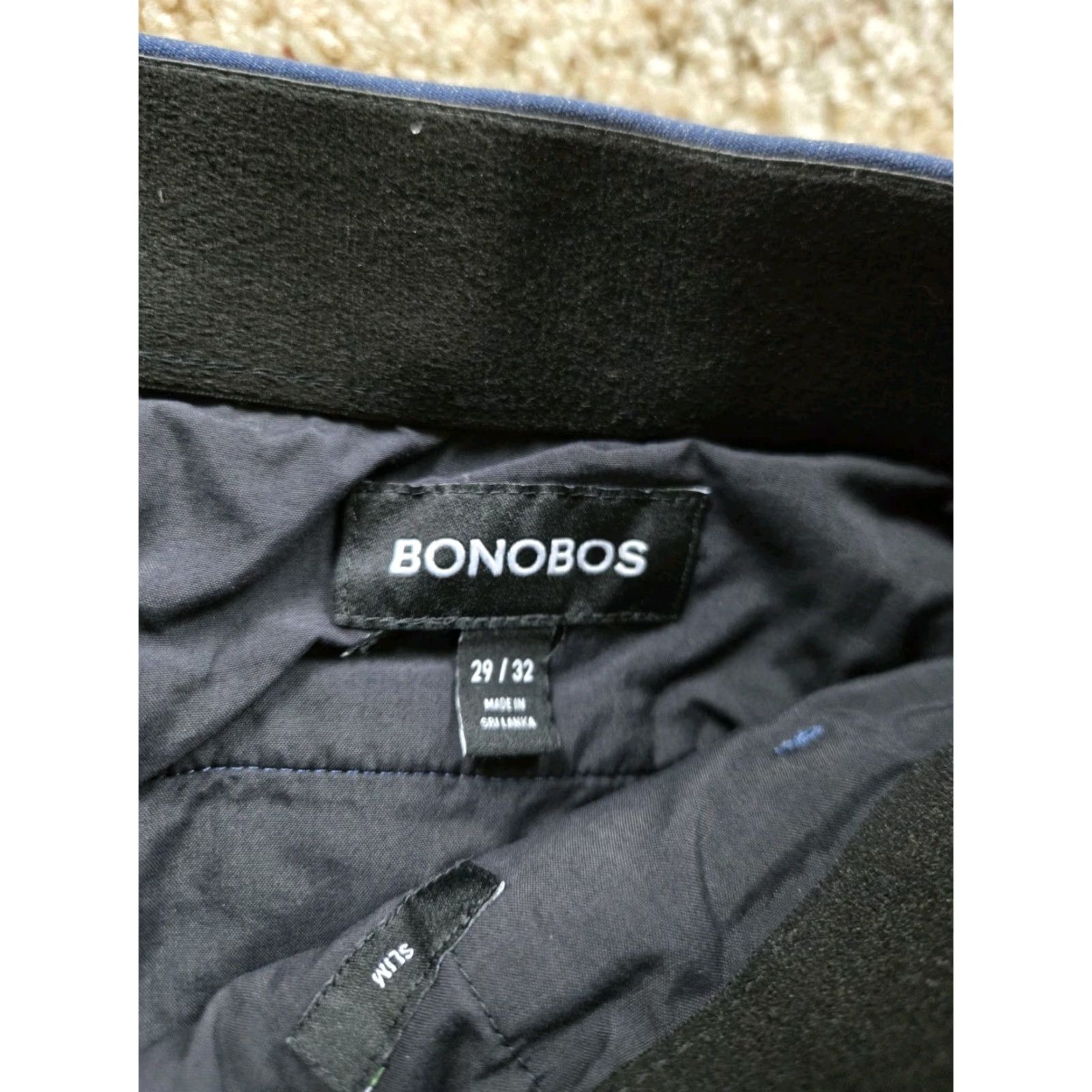 Bonobos Bonobos Chino Pants 29x32 Blue Slim Fit Flat Front Stretch Nylon Blend Mens Size US 29 - 3 Thumbnail