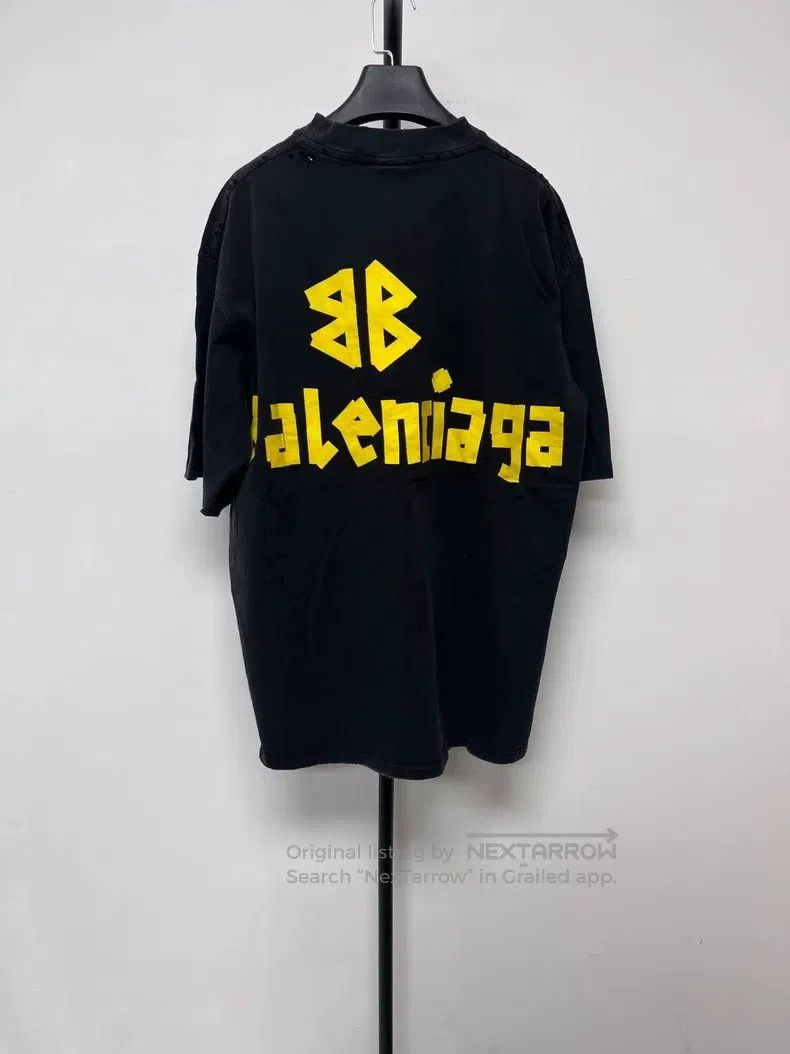 Balenciaga Balenciaga Tape Letter Logo Printed Ribbed Short Sleeve Lo Size US L / EU 52-54 / 3 - 2 Thumbnail