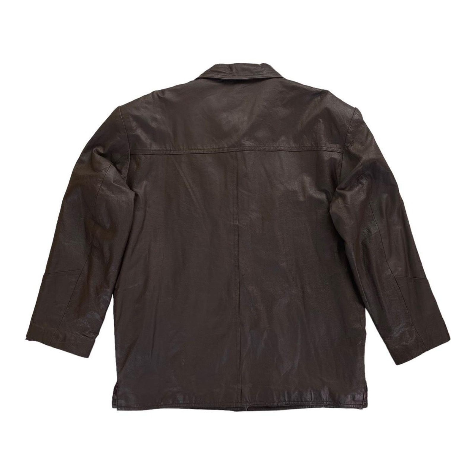 Vintage 90s Vintage Chocolate Brown Leather Jacket Overcoat Size US XL / EU 56 / 4 - 4 Thumbnail