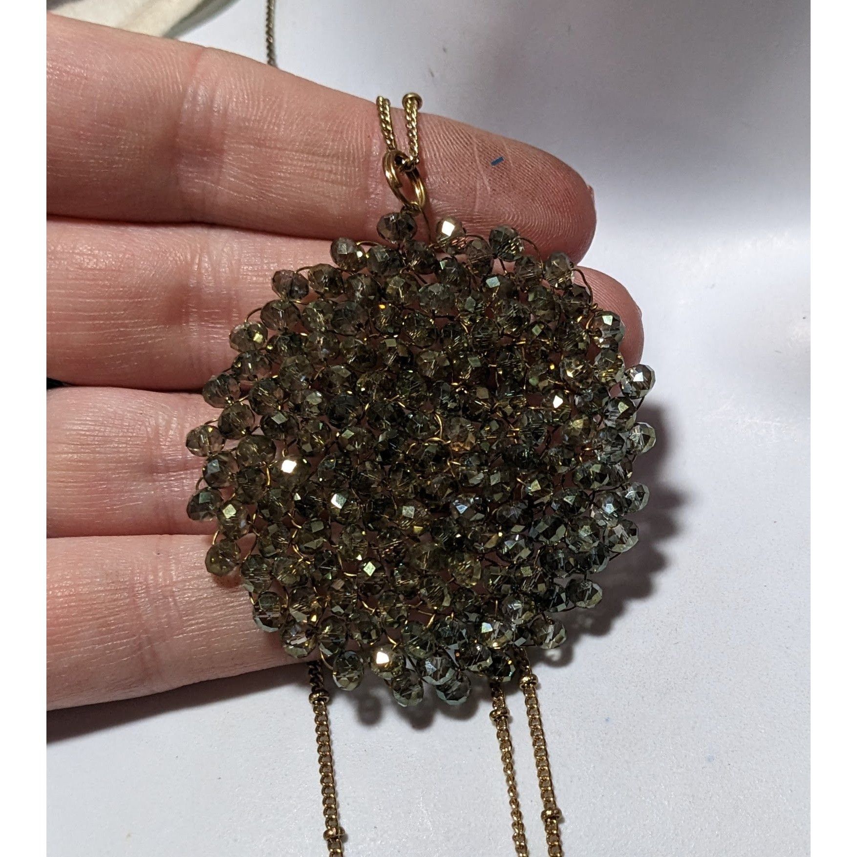 Other Handmade Wire Beaded Sparkly Glass Pendant Necklace Size ONE SIZE - 10 Thumbnail