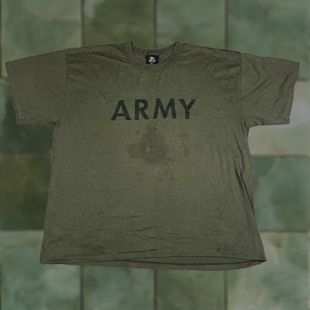 Vintage VINTAGE Tee Swing Army Spellout Graphic T-Shirt 2XL Green Army 90s 80s Military Single Stitch Shirt Mens Size US XXL / EU 58 / 5 - 1 Thumbnail