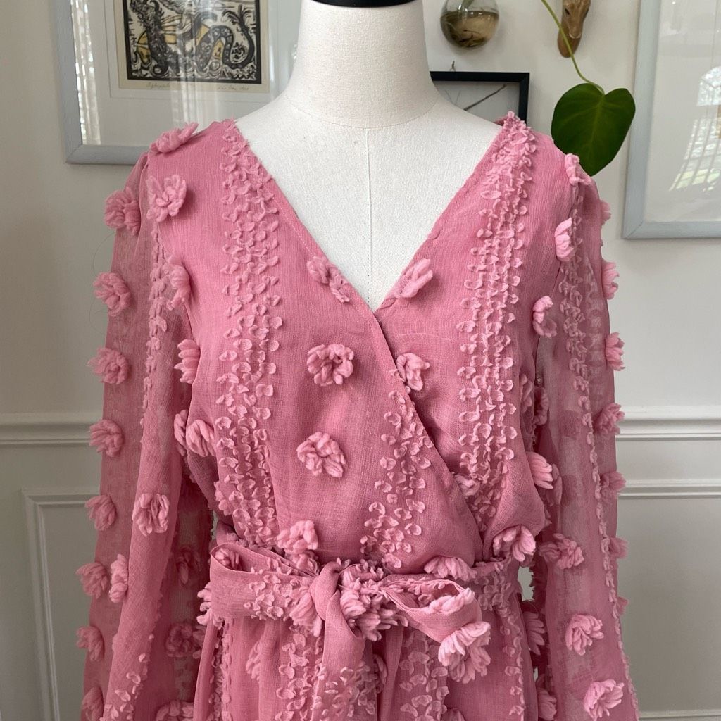 Other A.Calin Flying Tomato Pink Long Sleeve Pom Pom Mini Dress L Size L / US 10 / IT 46 - 2 Thumbnail