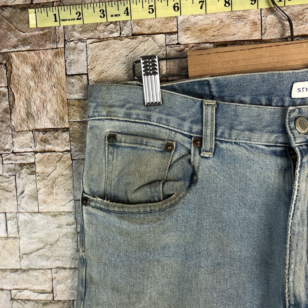 Japanese Brand Style Basic Blue Distressed vintage Denim Pants #A963 Size US 32 / EU 48 - 8 Thumbnail
