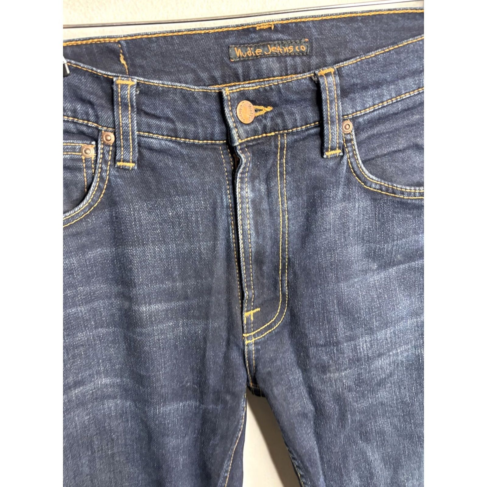 Nudie Jeans Nudie Jeans Co Jeans Mens 32x34 Blue Denim Slim Fit Tapered Dark Wash Faded Jeans Size US 32 / EU 48 - 5 Thumbnail