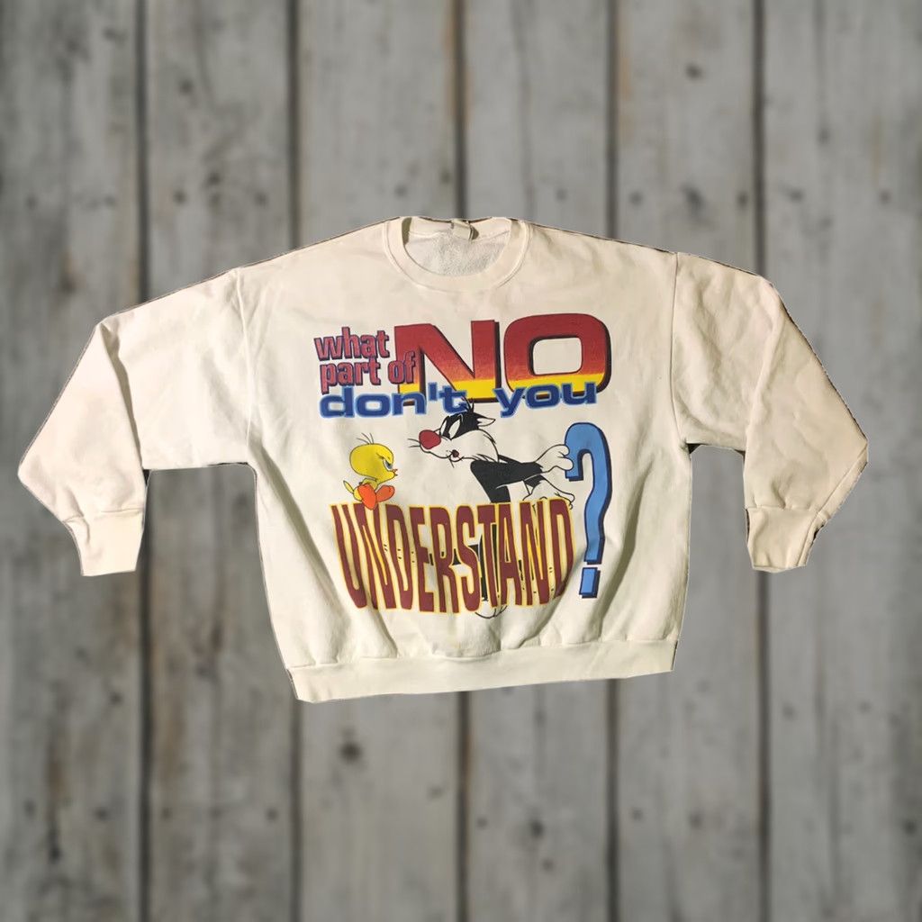 Vintage VINTAGE Looney Tunes Crewneck Sweatshirt Adult XL White Long Sleeve 90s Size US XL / EU 56 / 4 - 1 Thumbnail