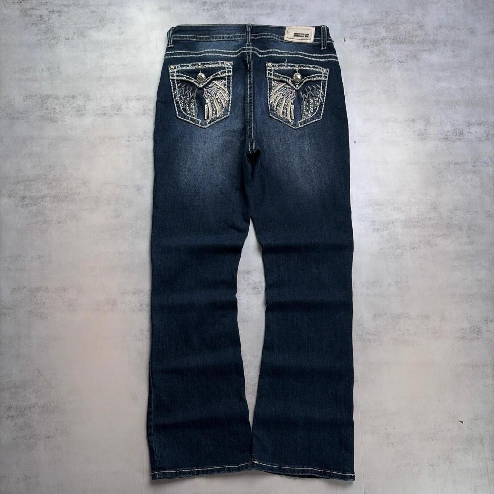 Other Y2K Blue Sexy Couture Grunge Gothic Bootcut Denim Jeans Size 31" - 1 Thumbnail