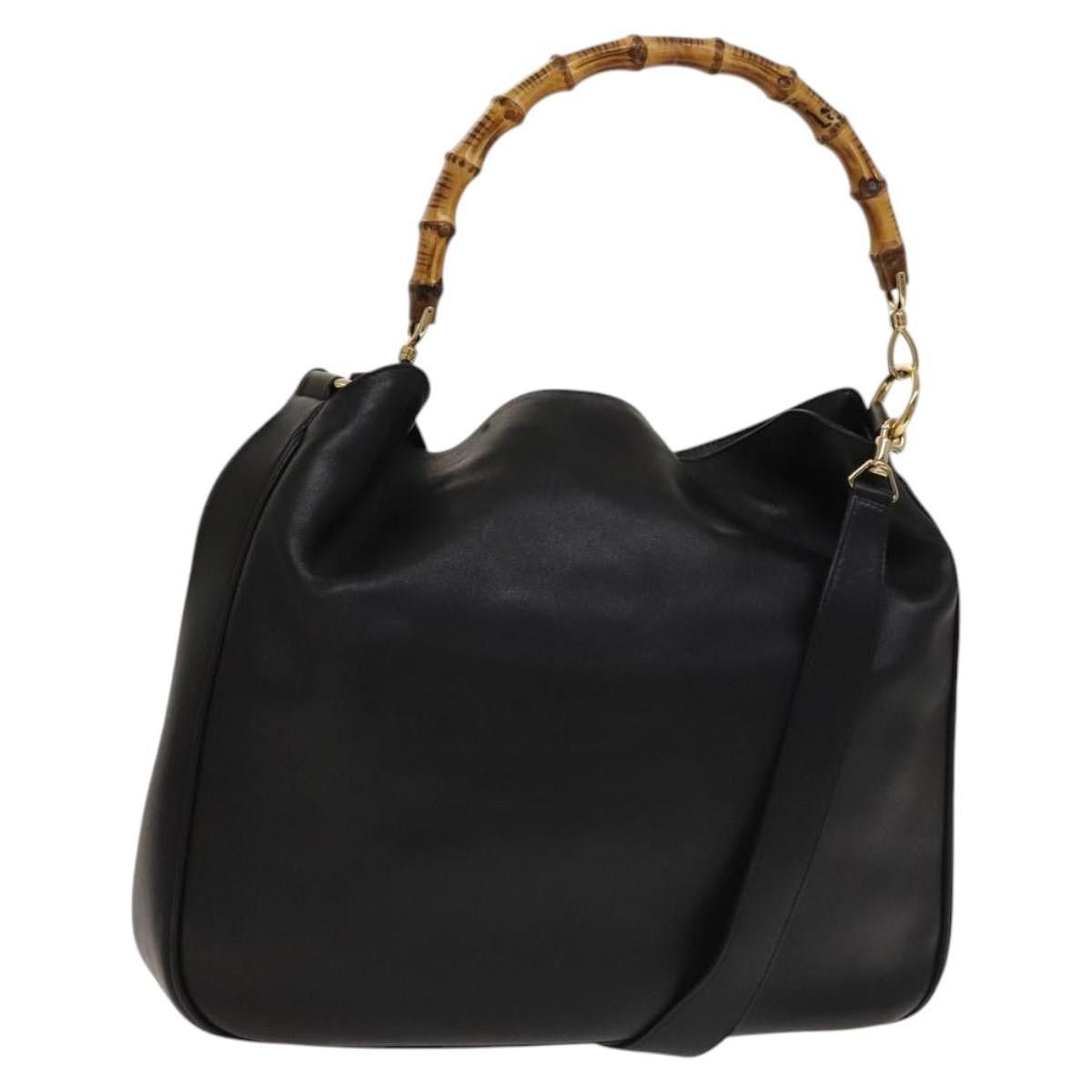 Gucci GUCCI Bamboo Hand Bag Leather Black Gold 001 001 Size ONE SIZE - 1 Thumbnail