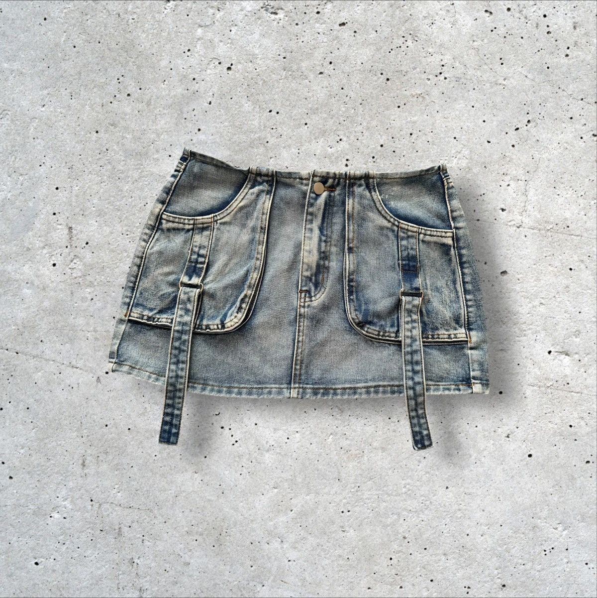 If Six Was Nine CARGO + BONDAGE DENIM MINI SKIRT Size 28" / US 6 / IT 42 - 1 Thumbnail