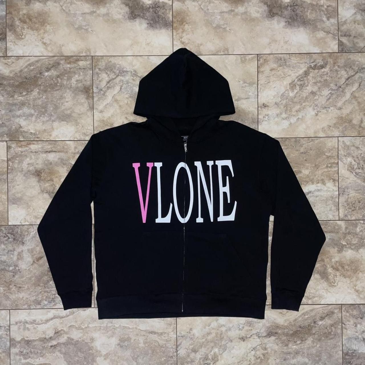 Vlone Pink Staple Black Zip Hoodie Limited Edition Large