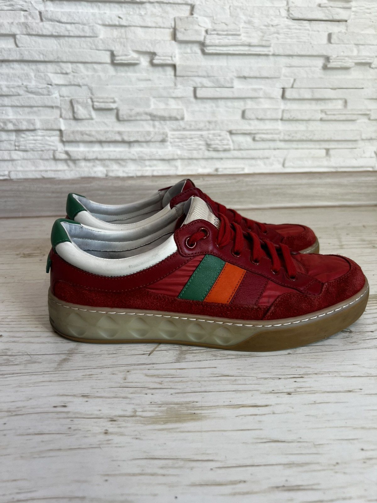 Gucci Gucci Red Suede Nylon Sneakers 494761 Size 38.5 / US 8.5 Size US 8.5 / IT 38.5 - 5 Thumbnail
