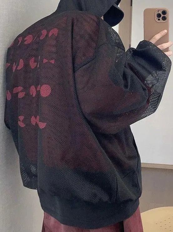Vintage Asaoka x Ibuki Double Layer Gothic Letters Mesh Hoodie Size US L / EU 52-54 / 3 - 5 Thumbnail