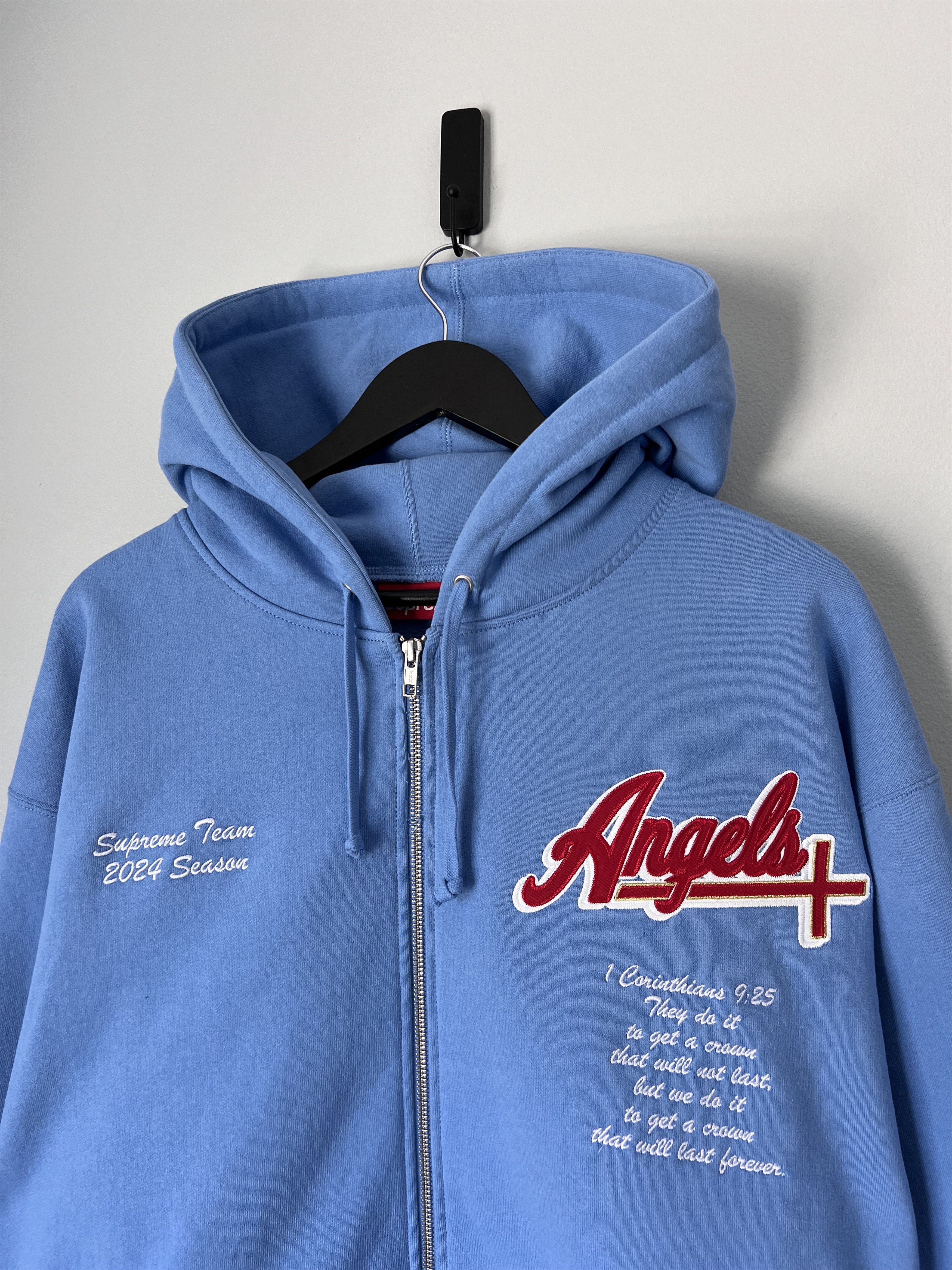 image of Supreme Angels Salvation Zip Hoodie In Light Blue, Men's (Size XL)