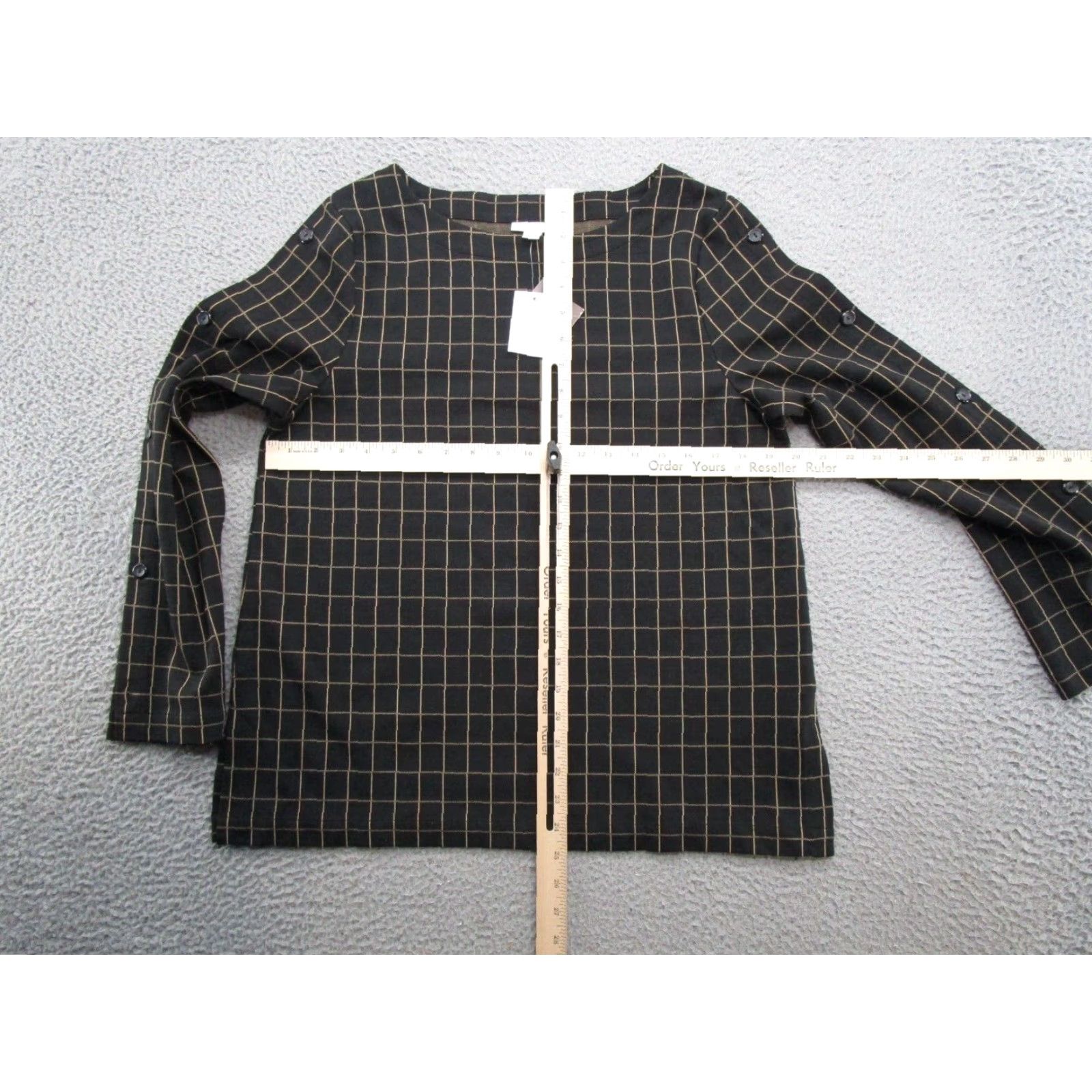 J. Jill J Jill Ponte Button Sleeve Heavy Knit Checkered Pullover Top M NEW Multicolor Knit Blouse Women Pullover Button Sl eeve Size M / US 6-8 / IT 42-44 - 3 Thumbnail