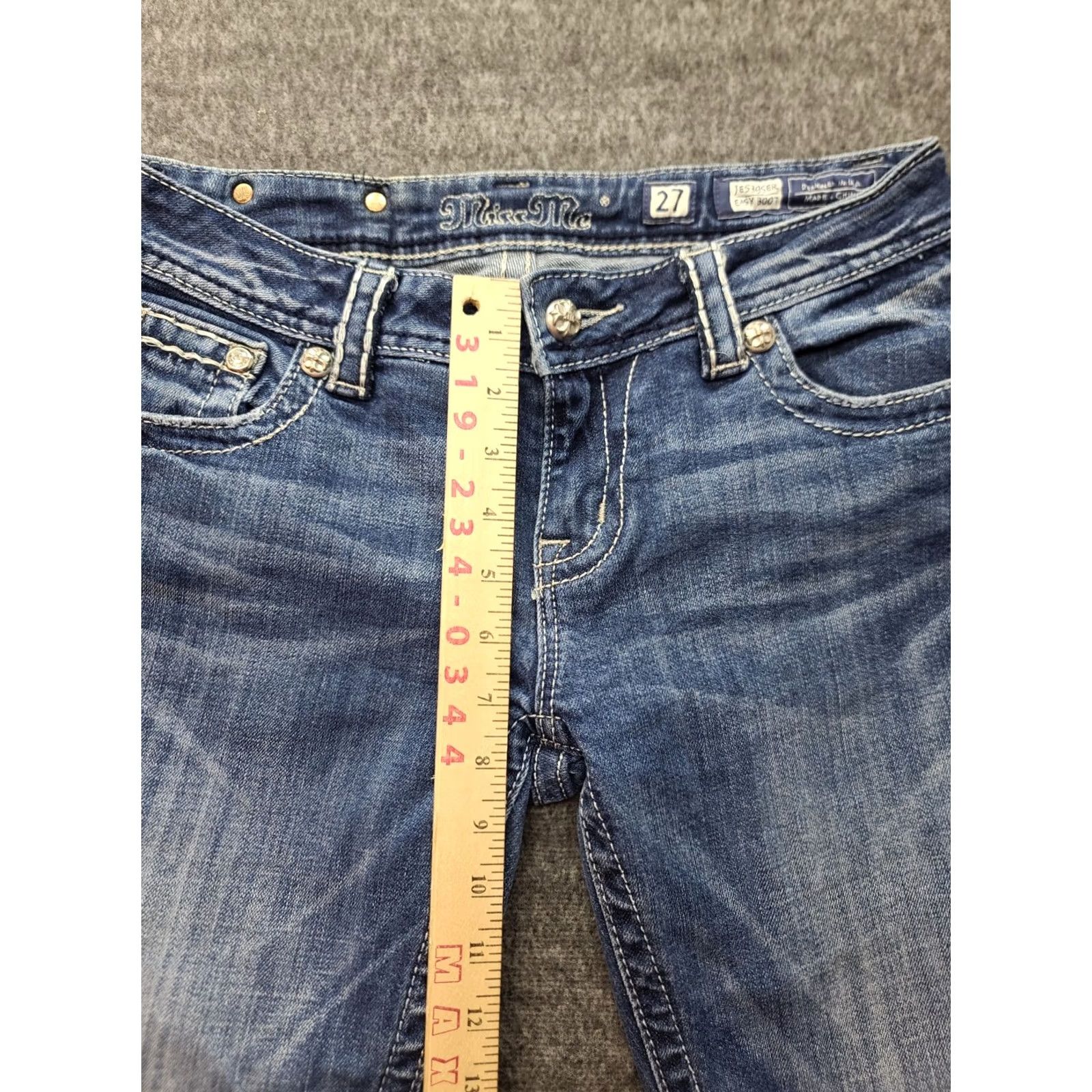 Miss Me Miss Me Jeans Womens 27 Bootcut 5-Pocket Denim Stretch Rhinestone Swarovski Gold Applique Pockets JE5395ER Shine Size 27" / US 4 / IT 40 - 5 Thumbnail