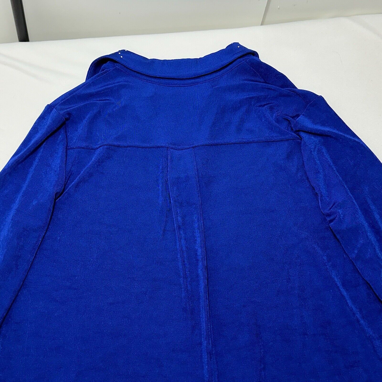 Chicos Chico's XL Blue Embellished Collar 3/4 Sleeve Blouse Acetate Size XL / US 12-14 / IT 48-50 - 11 Thumbnail