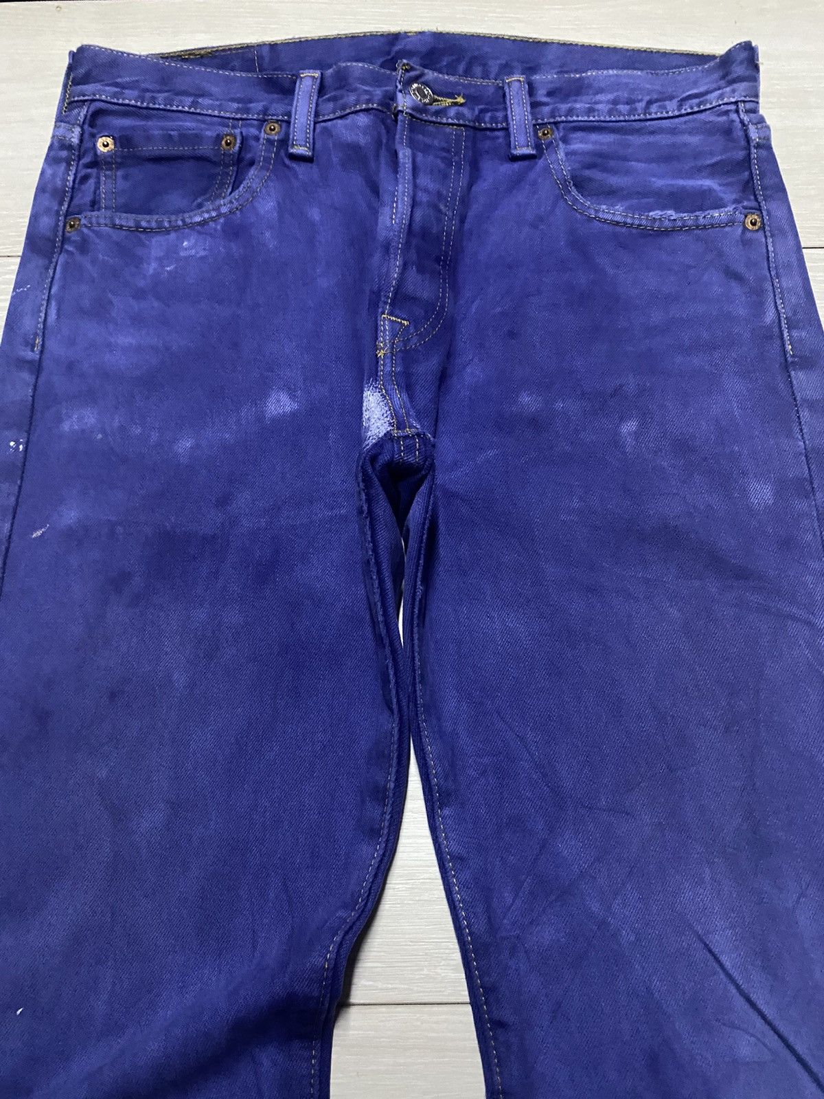 Levi's Vintage Levis 501 Y2K Blue Wash Distressed Slim Fit Jeans Size US 33 - 3 Thumbnail