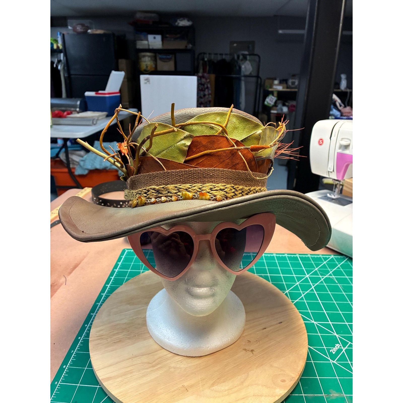 Other Handcrafted leather woodland wide brim hat – SaintArtPhilly Size ONE SIZE - 3 Thumbnail