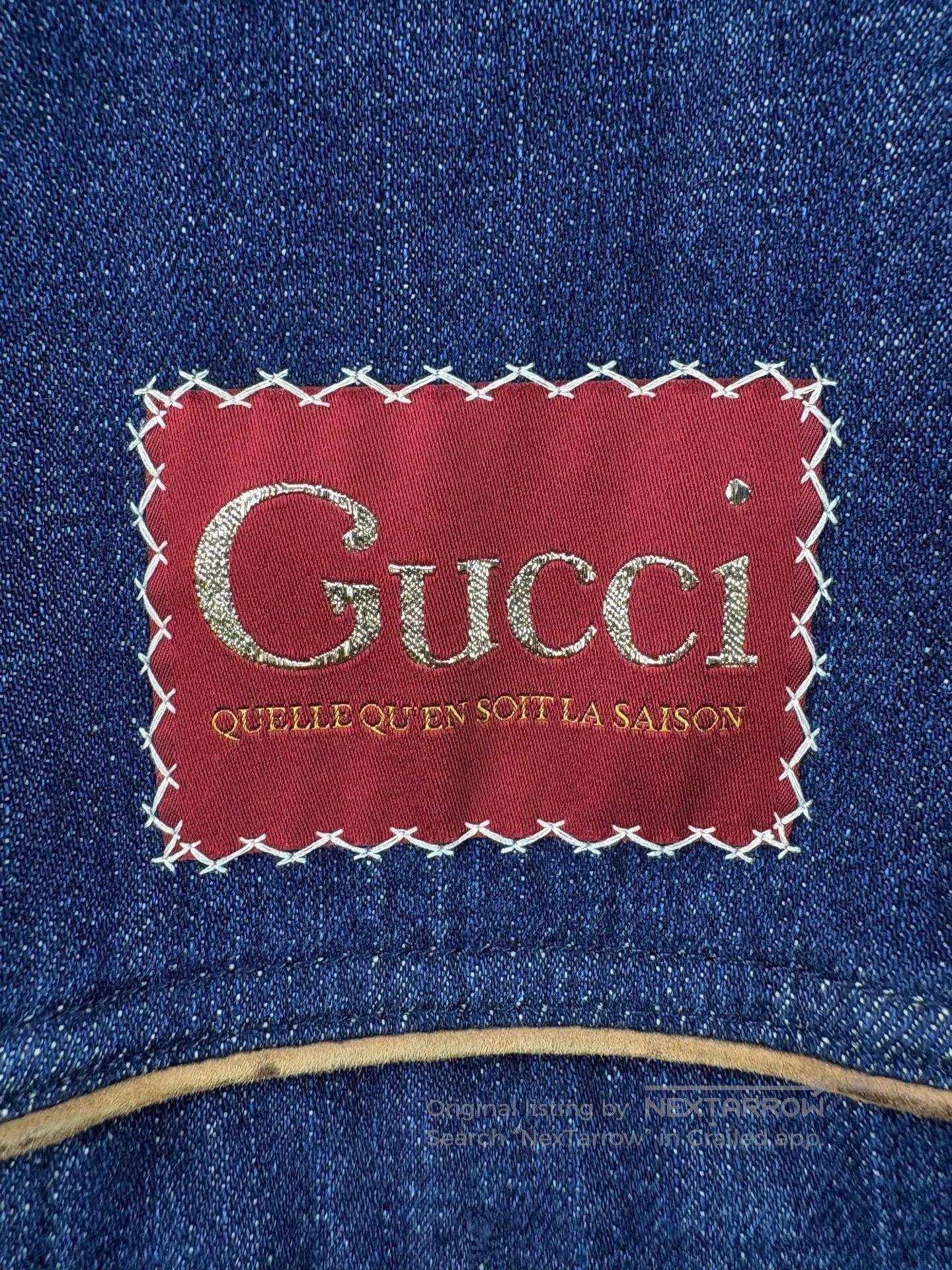 Gucci Gucci GG Logo Leather Patchwork Denim Jacket. Size US S / EU 44-46 / 1 - 3 Thumbnail