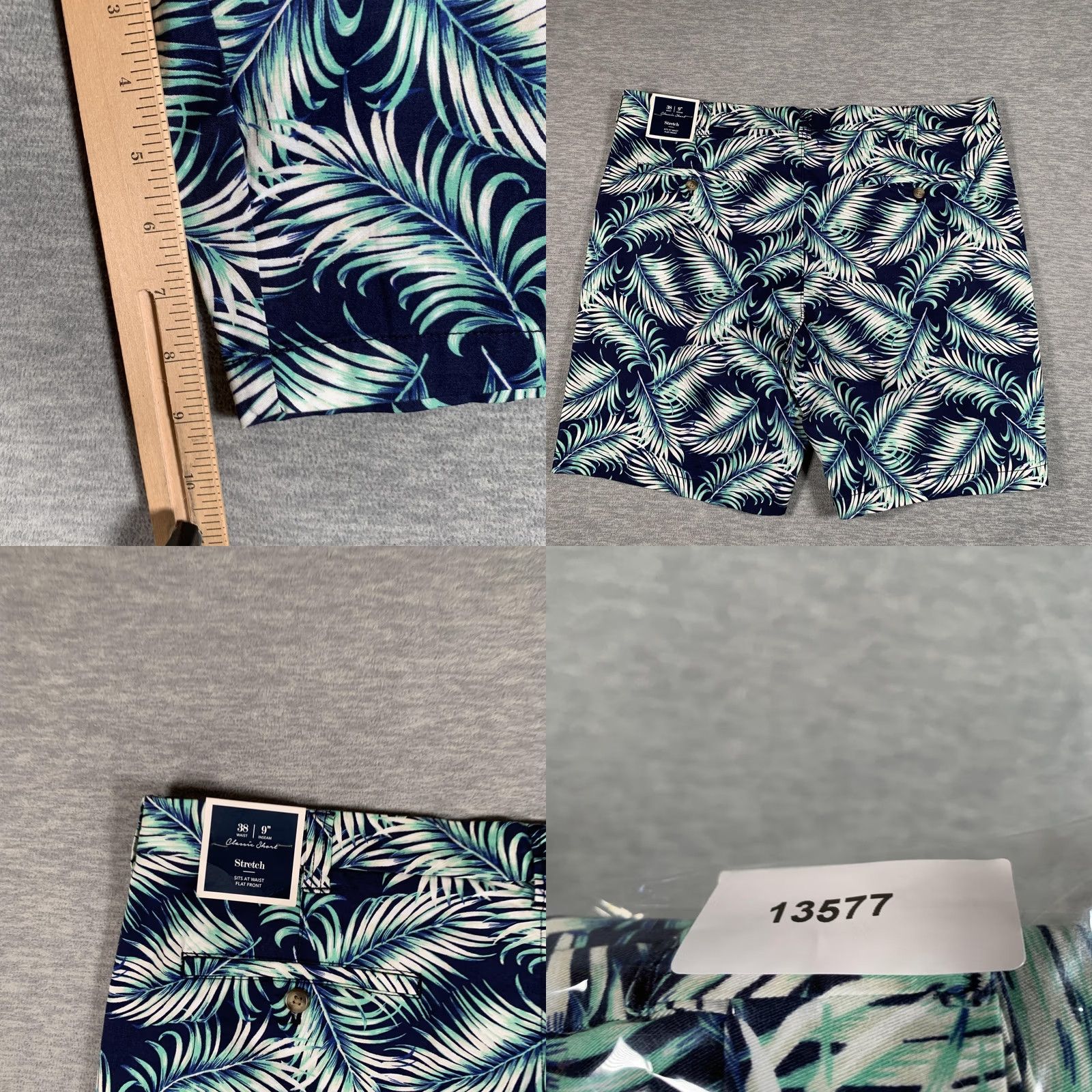 Club Room Club Room Shorts Mens 38 Blue Tropical Palm Leaf Chino 9 Inseam Stretch NWT Size US 38 / EU 54 - 8 Thumbnail
