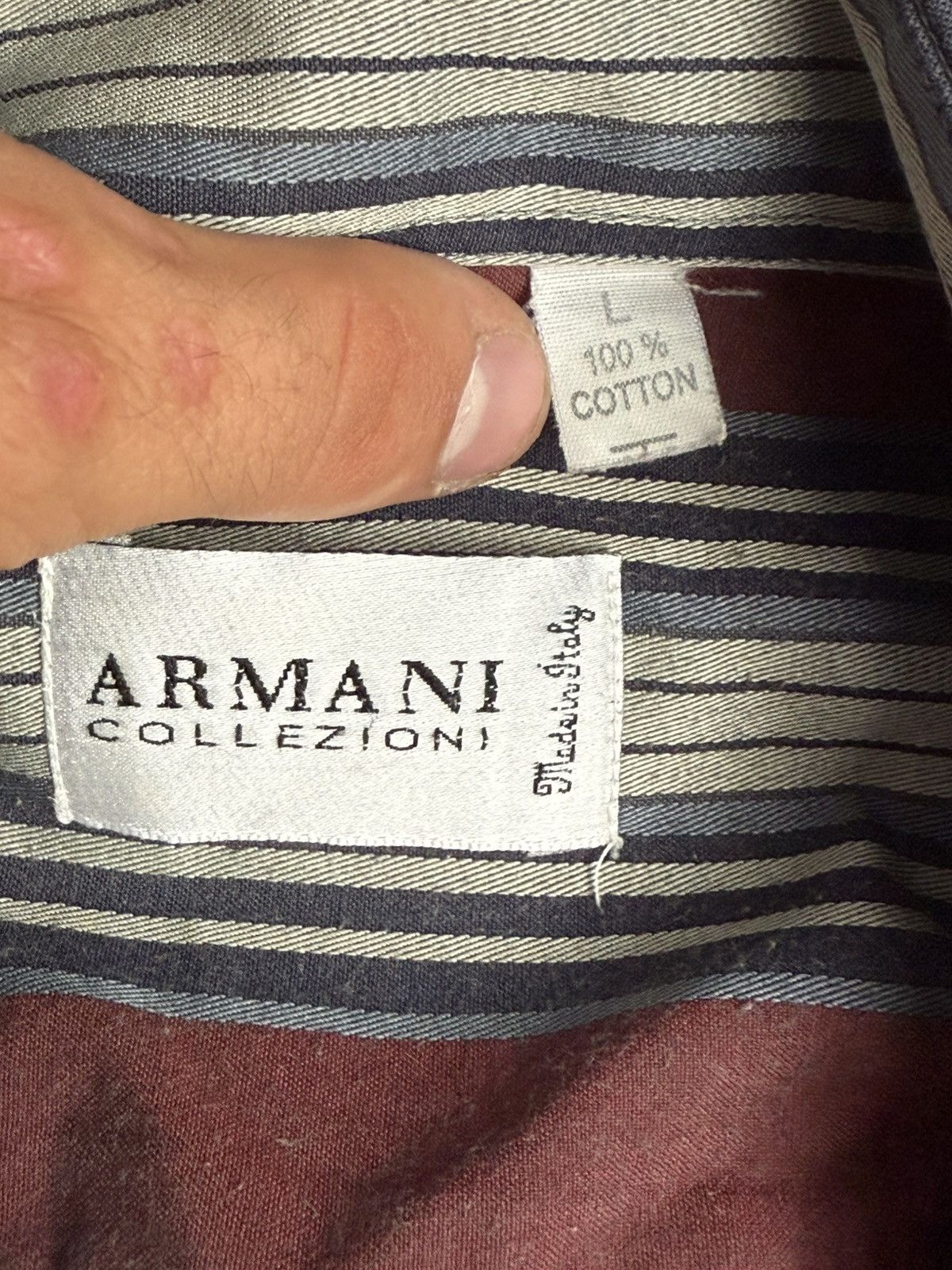 Armani Collezioni Vintage Armani striped shirt Size US L / EU 52-54 / 3 - 5 Thumbnail
