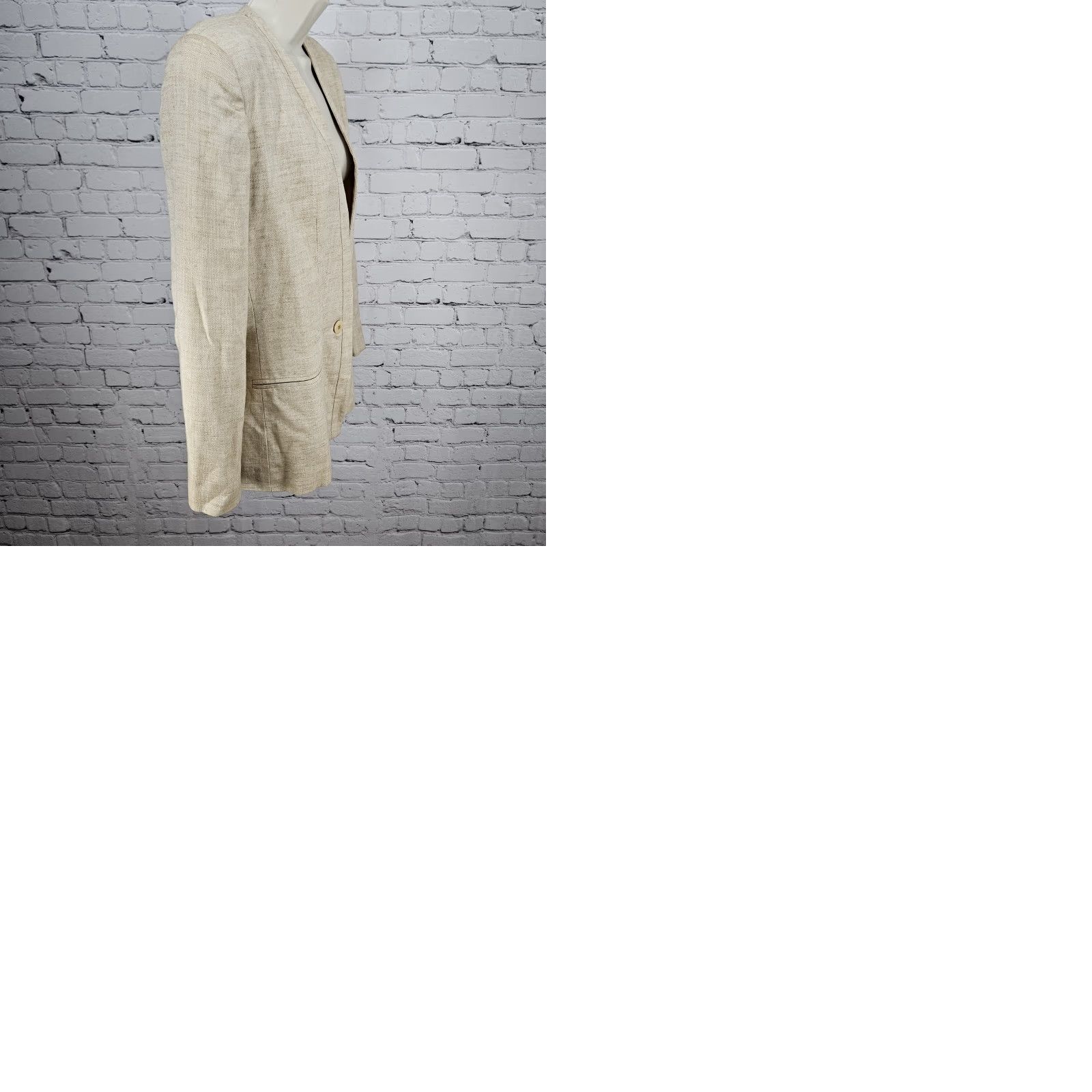 Vintage VINTAGE Gianni Sport Blazer Jacket Women 10 One-Button Beige Linen Blend Single-Breasted Regular Sleeves Long Sleeve Classic Size L / US 10 / IT 46 - 10 Thumbnail