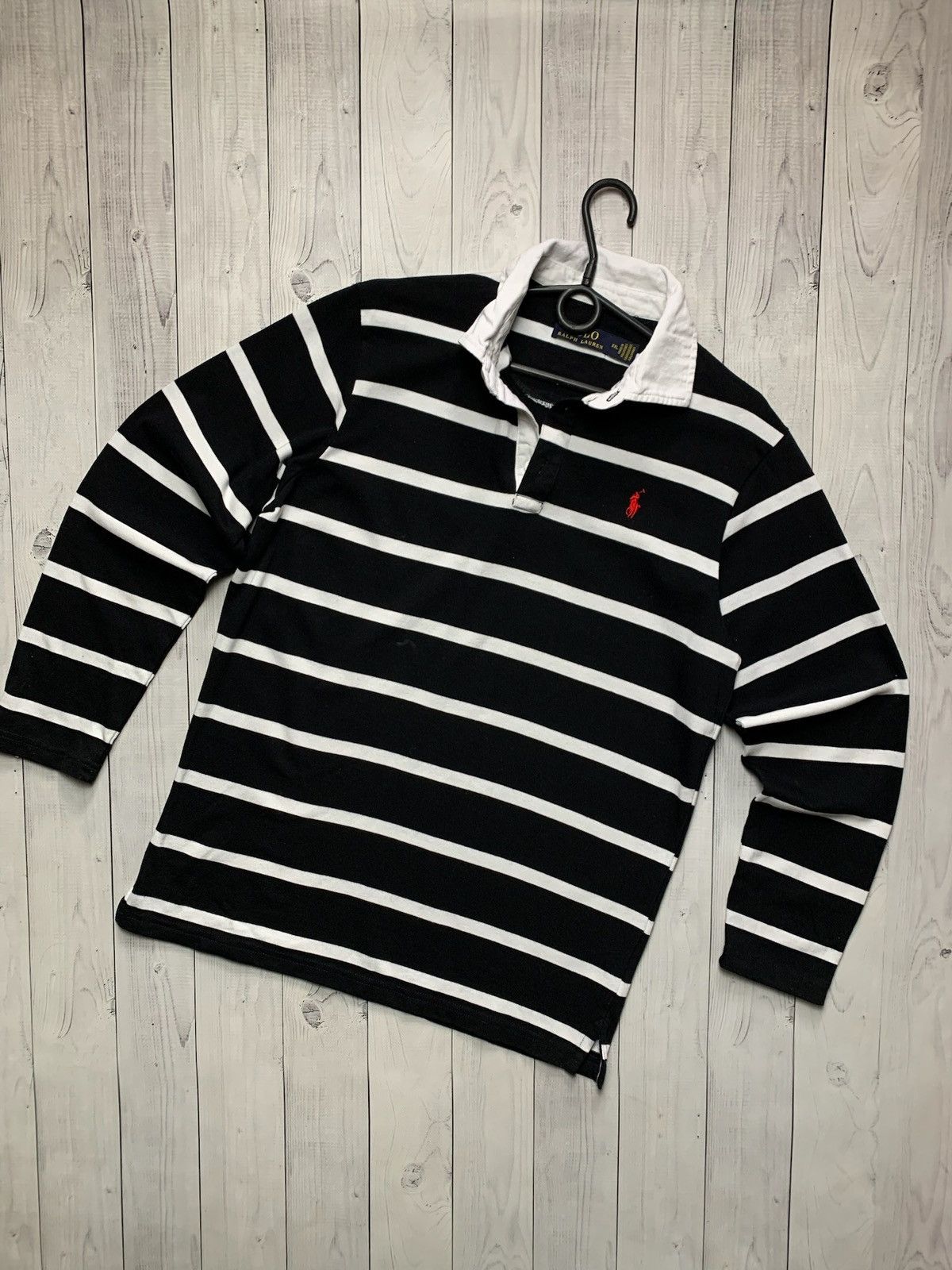 Vintage Vintage polo Ralph Lauren striped rugby jersey size L Size US L / EU 52-54 / 3 - 1 Thumbnail