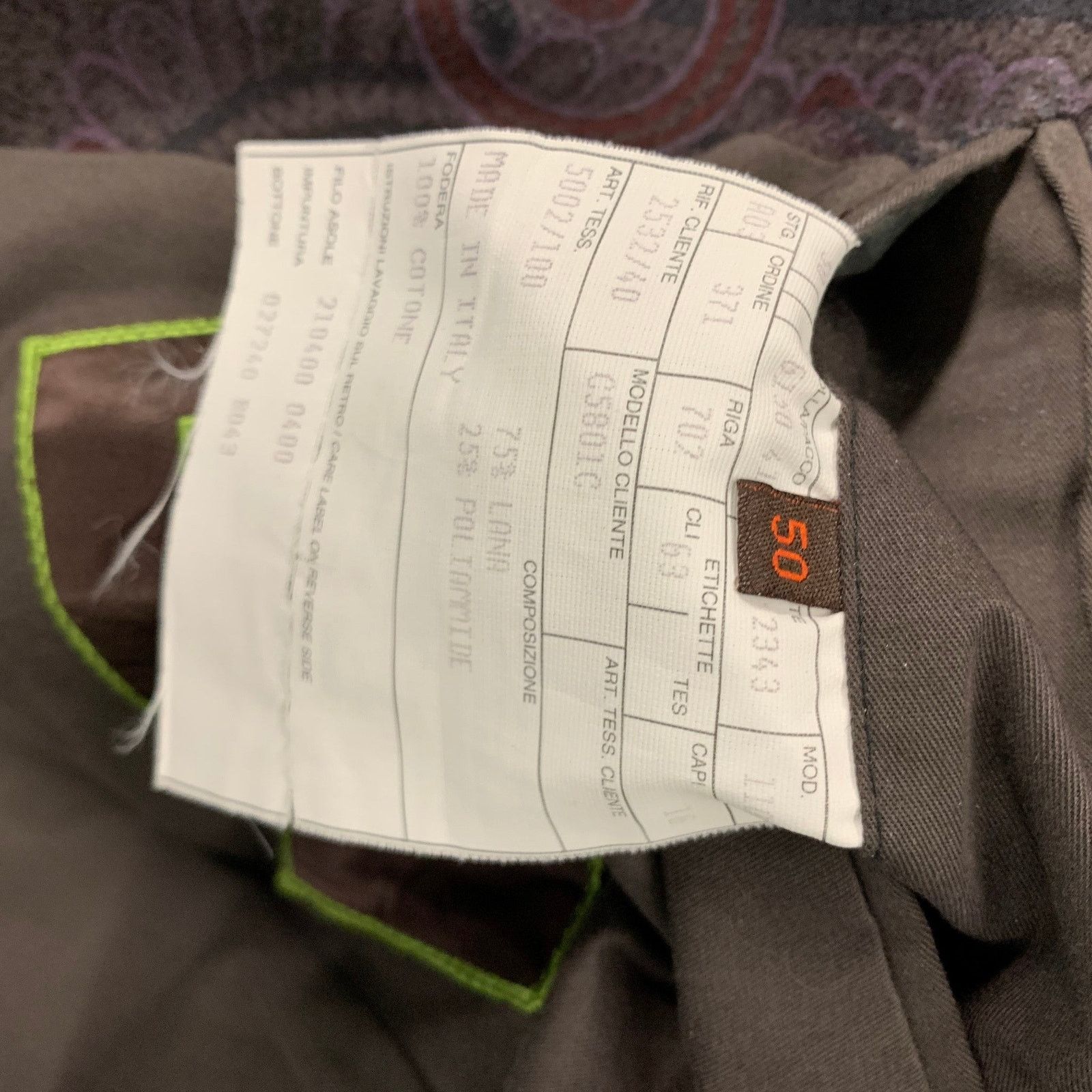 ETRO Size 40 Grey Burgundy Paisley Wool Polyamide Coat
