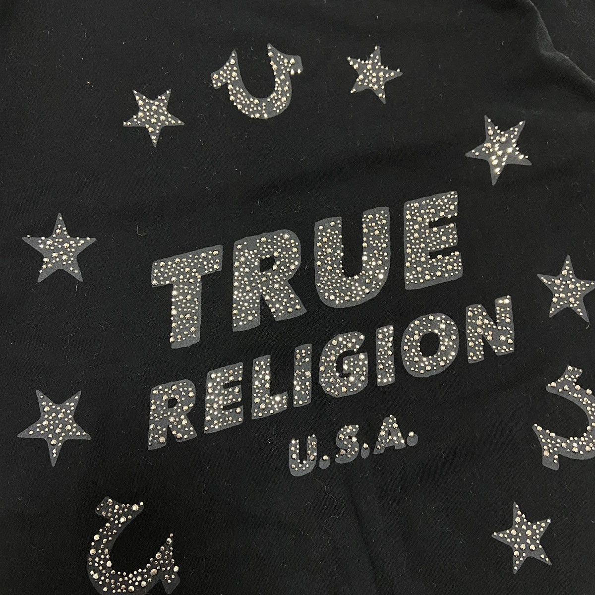 True Religion Vintage 00s True Religion USA Glitter tee y2k black L hype Size S / US 4 / IT 40 - 4 Thumbnail