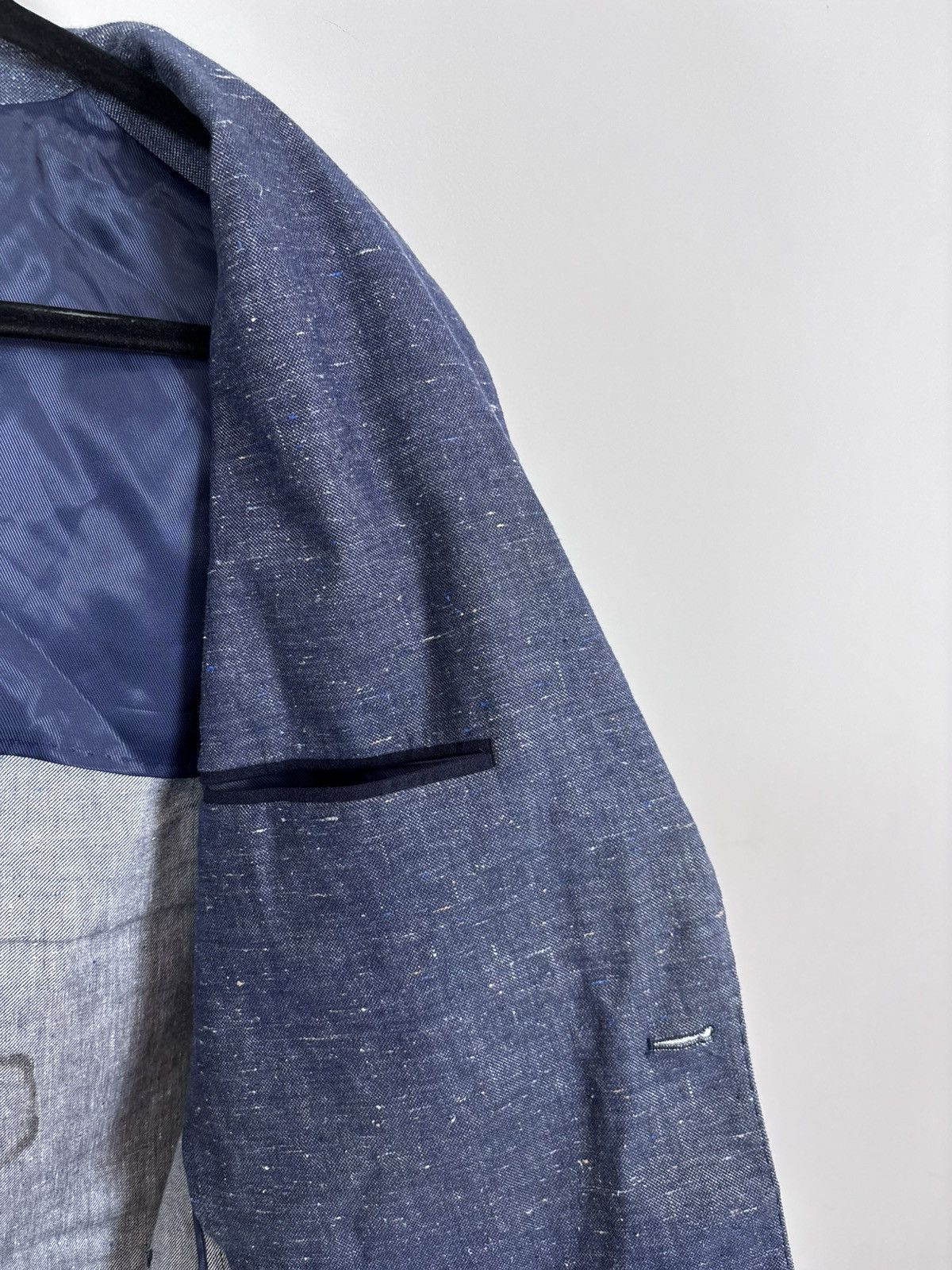 Other Gutteridge Men’s Blue Cotton Linen Silk Blazer Jacket Coat Size 42R - 22 Thumbnail