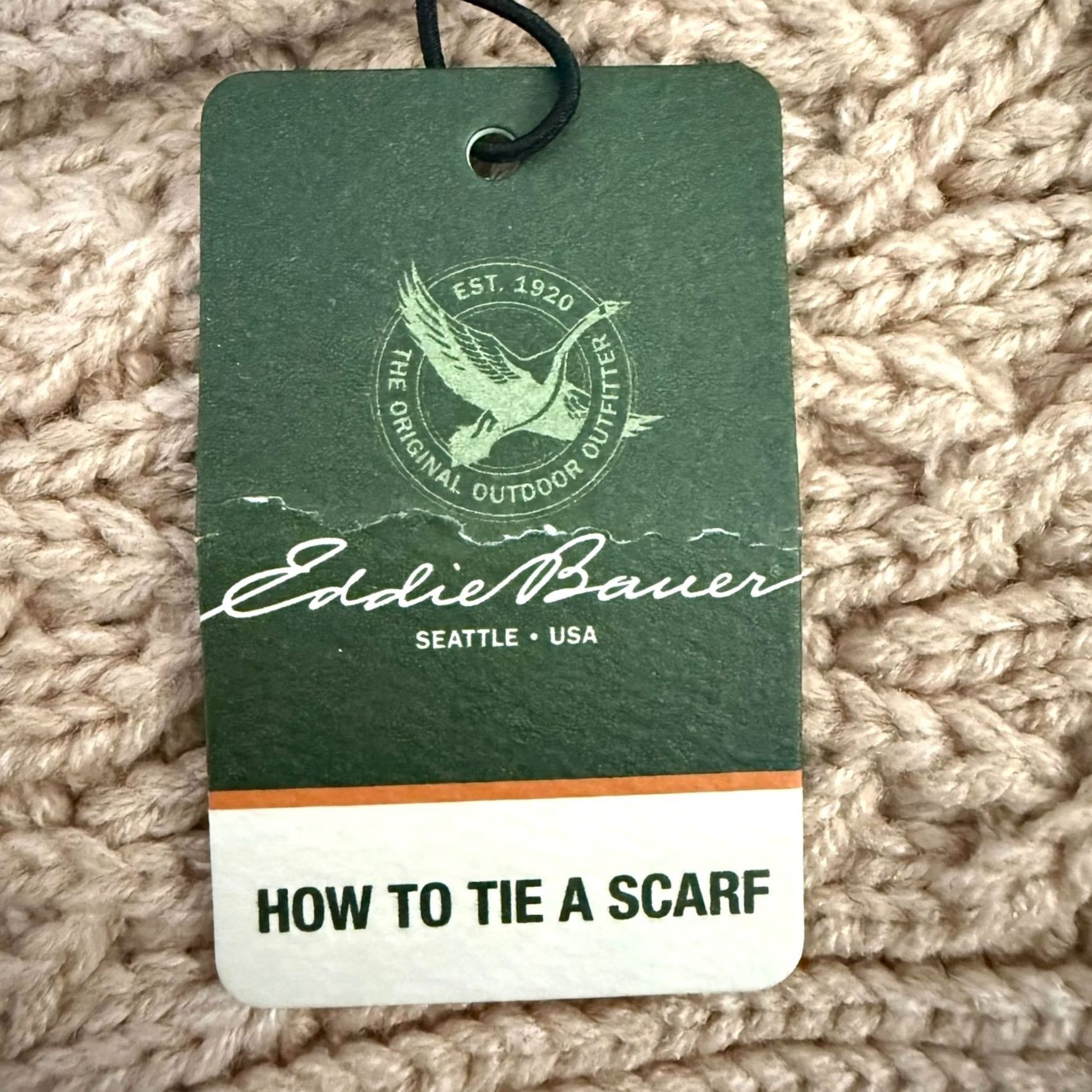 Eddie Bauer VINTAGE Eddie Bauer Cable Knit Scarf Khaki/Tan Women's O/S Chunky Soft Warm Winter NEW Size ONE SIZE - 7 Thumbnail